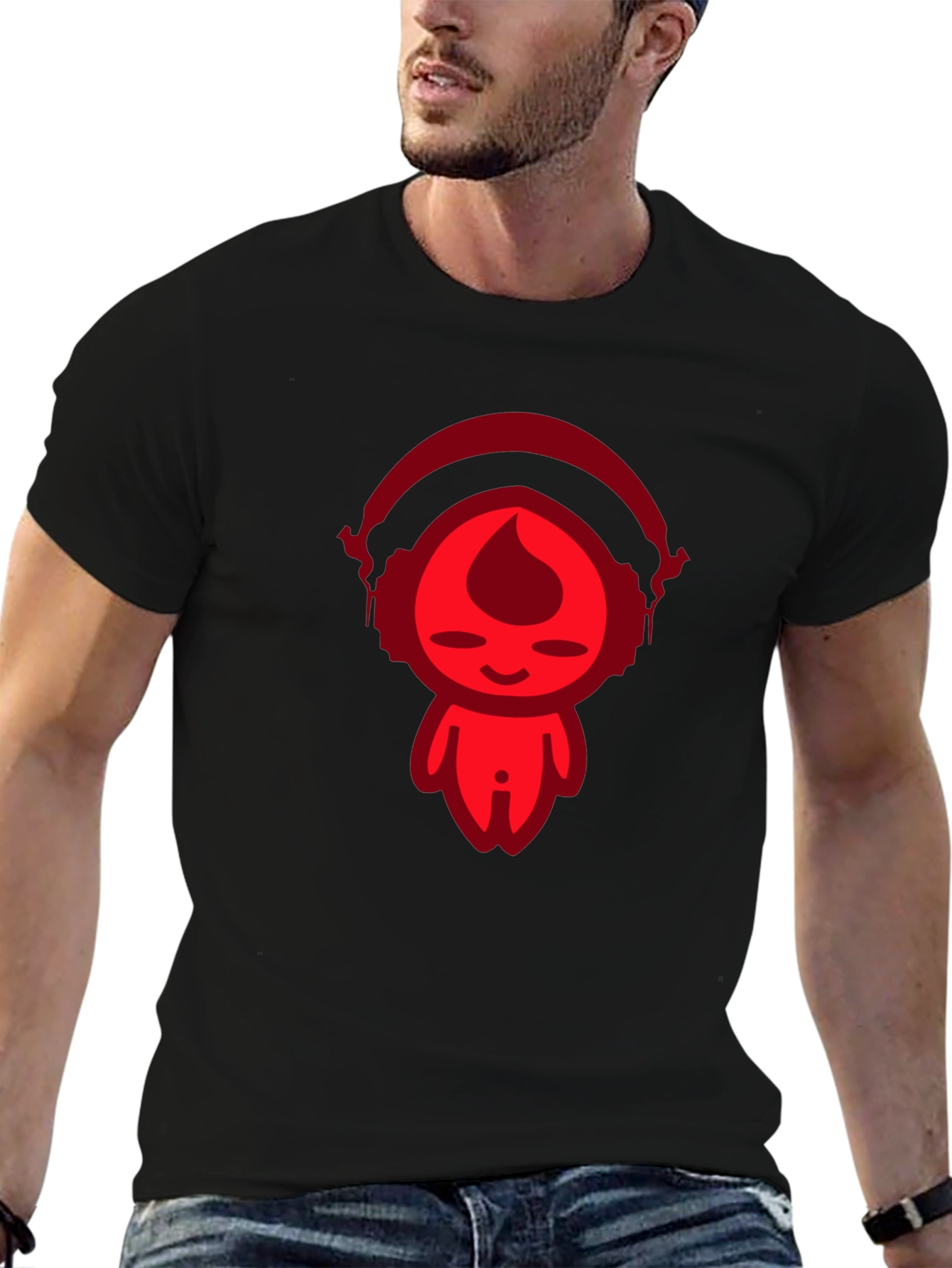 Cool Red Graphic Print Black T-Shirt