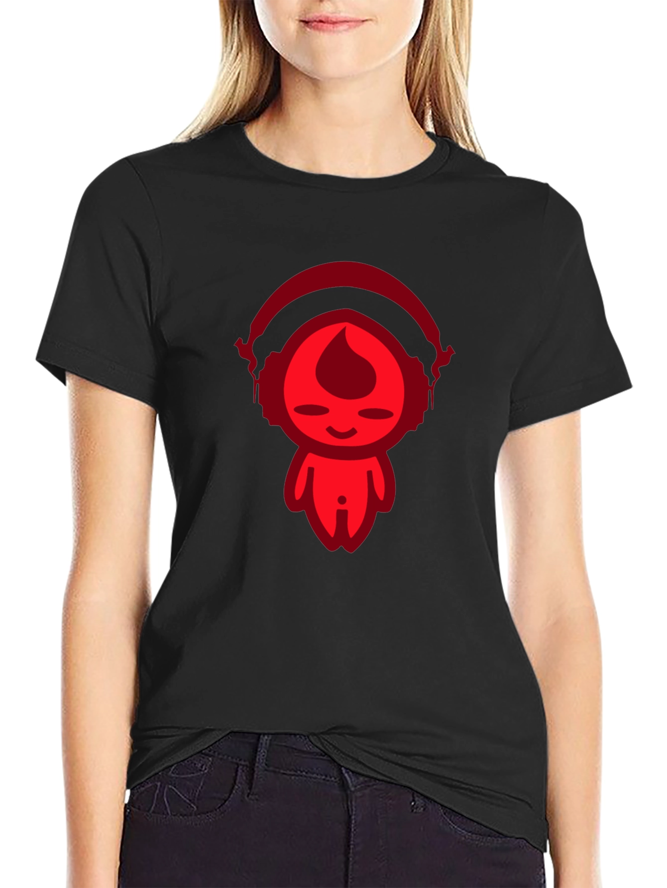 Cool Red Graphic Print Black T-Shirt