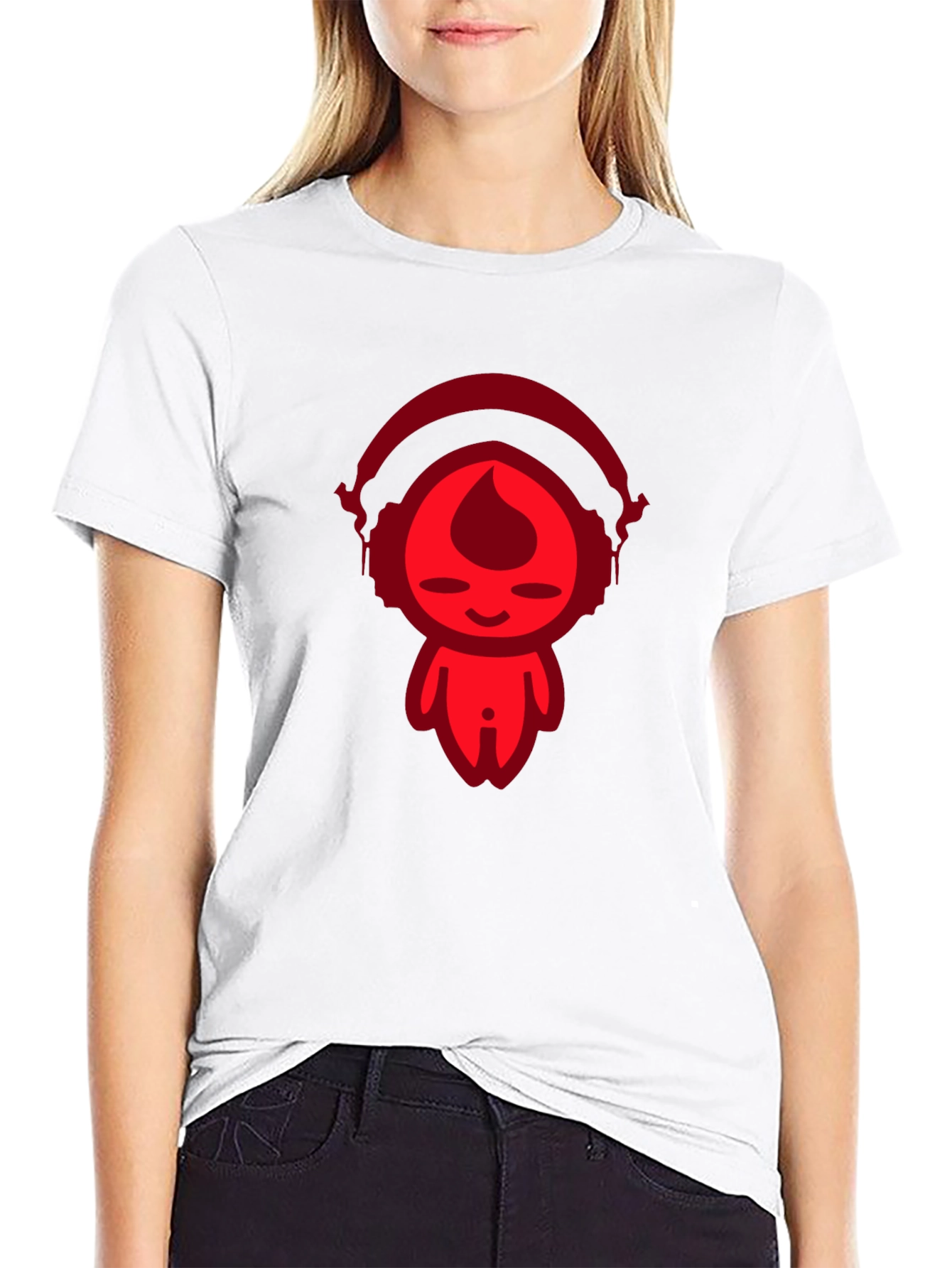 Cool Red Graphic Print Black T-Shirt