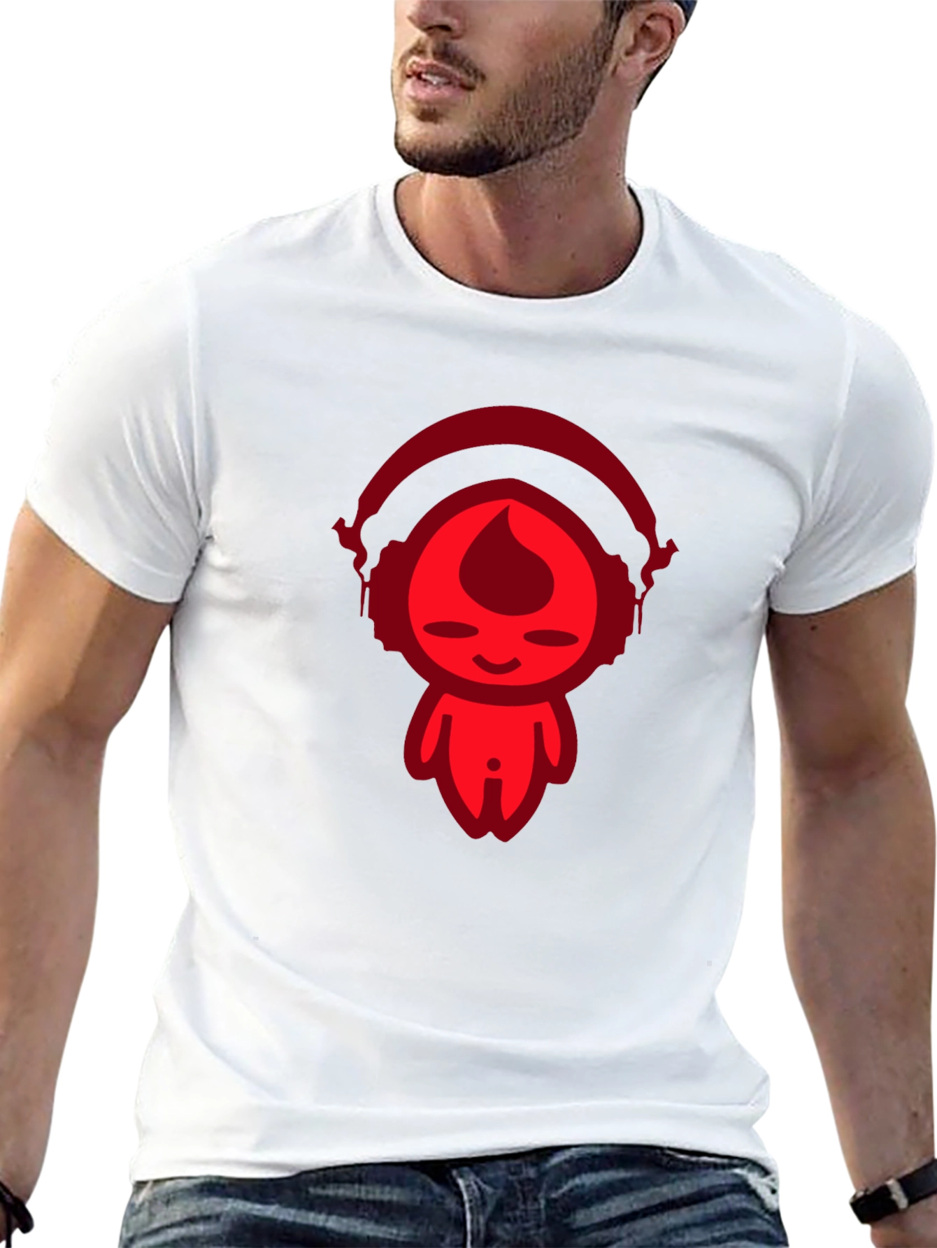 Cool Red Graphic Print Black T-Shirt