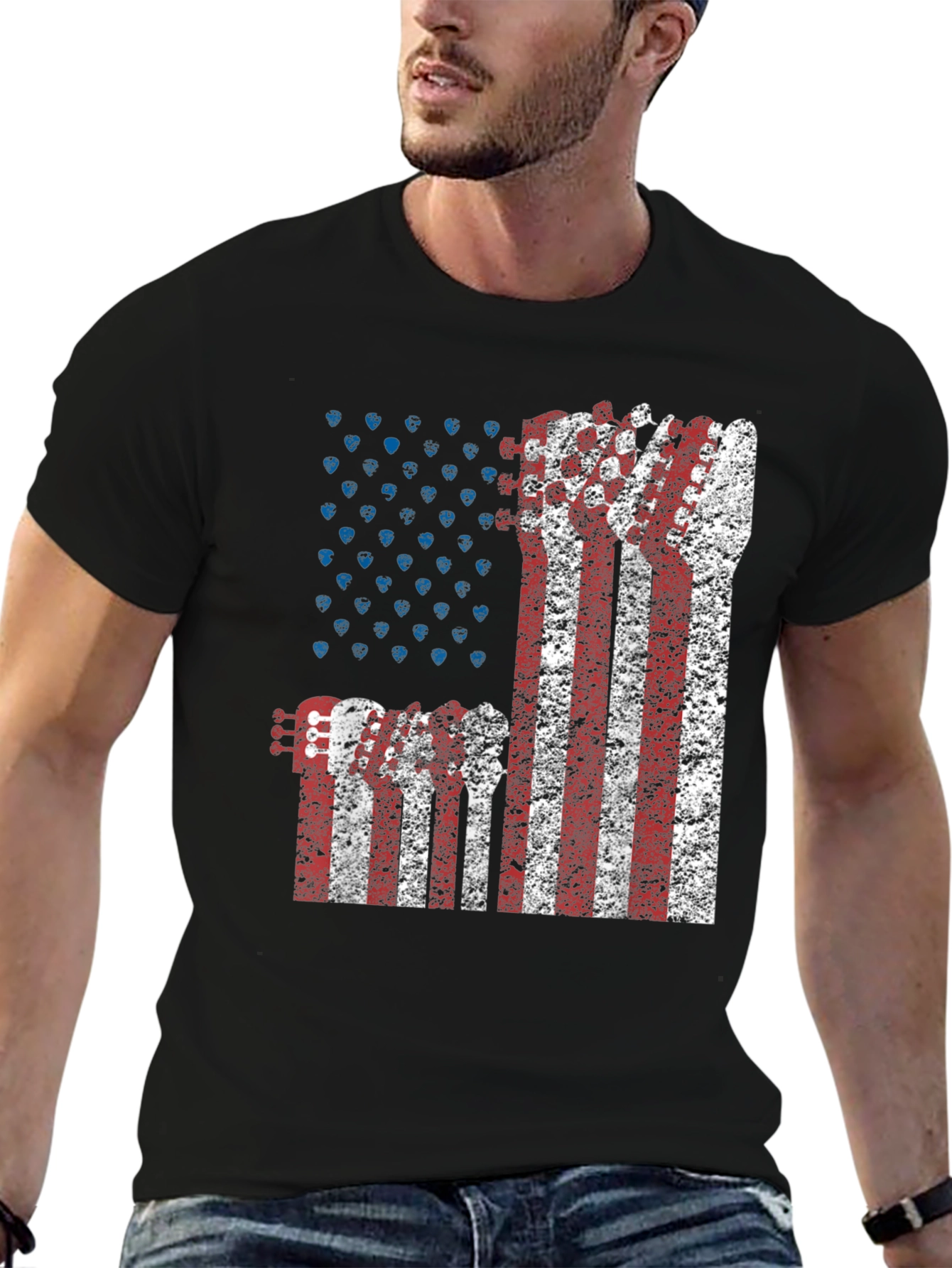 American Flag Guitar T-Shirt
