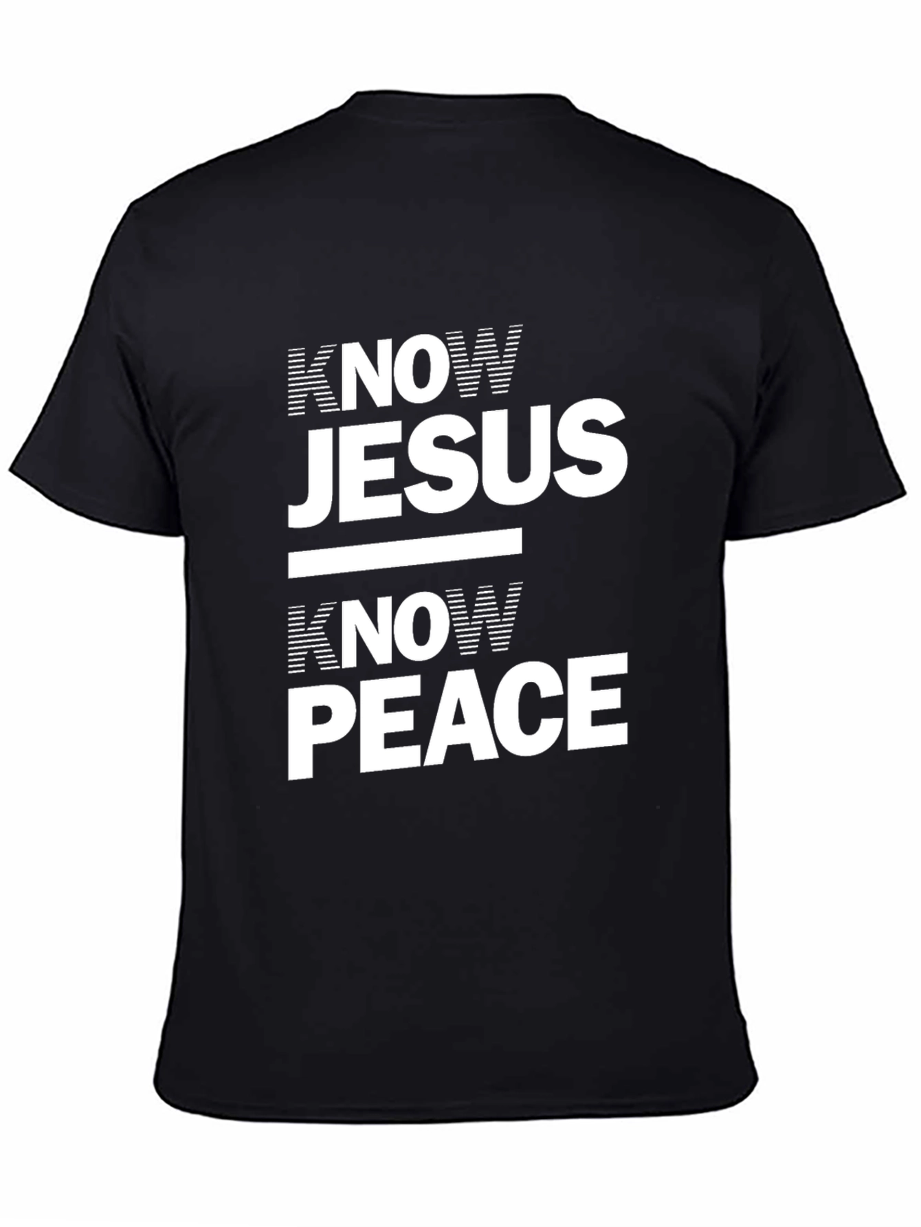 Know Jesus Know Peace Black Graphic T-Shirt