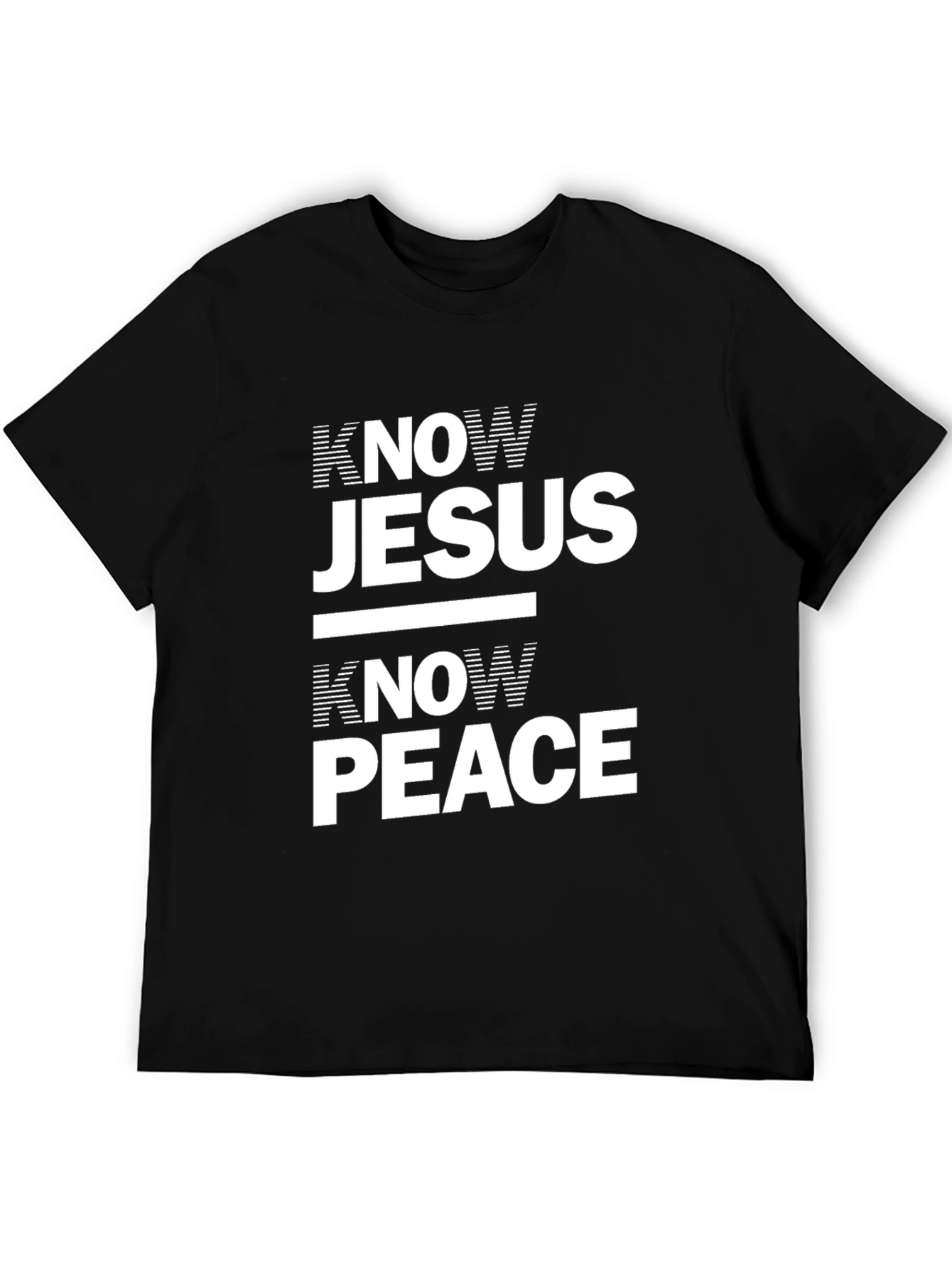 Know Jesus Know Peace Black Graphic T-Shirt