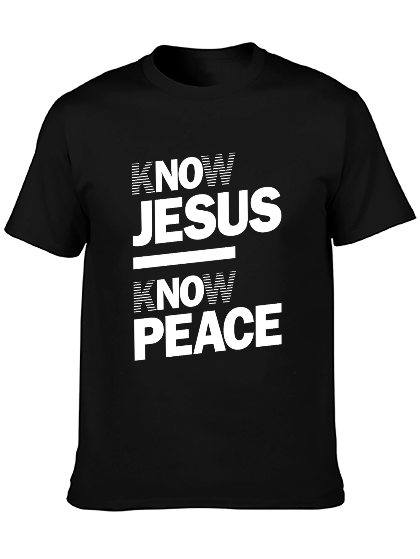 Know Jesus Know Peace Black Graphic T-Shirt