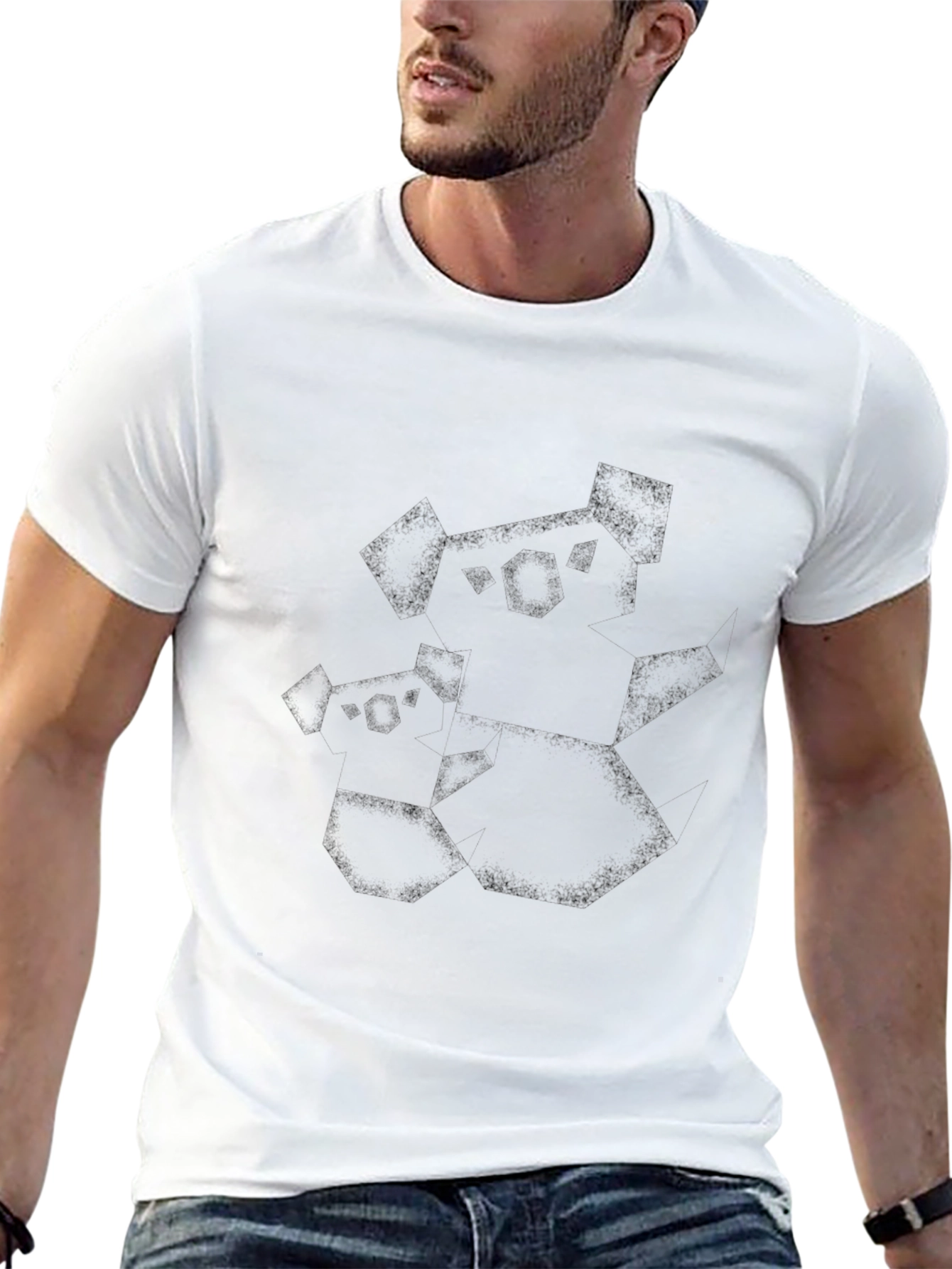 Mens Black Graphic Tee - Abstract Character Print