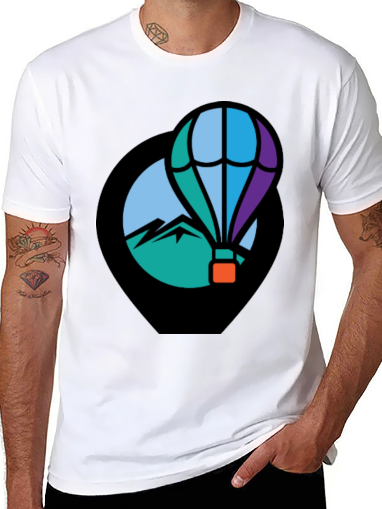 Adventure Hot Air Balloon Graphic Tee - Black