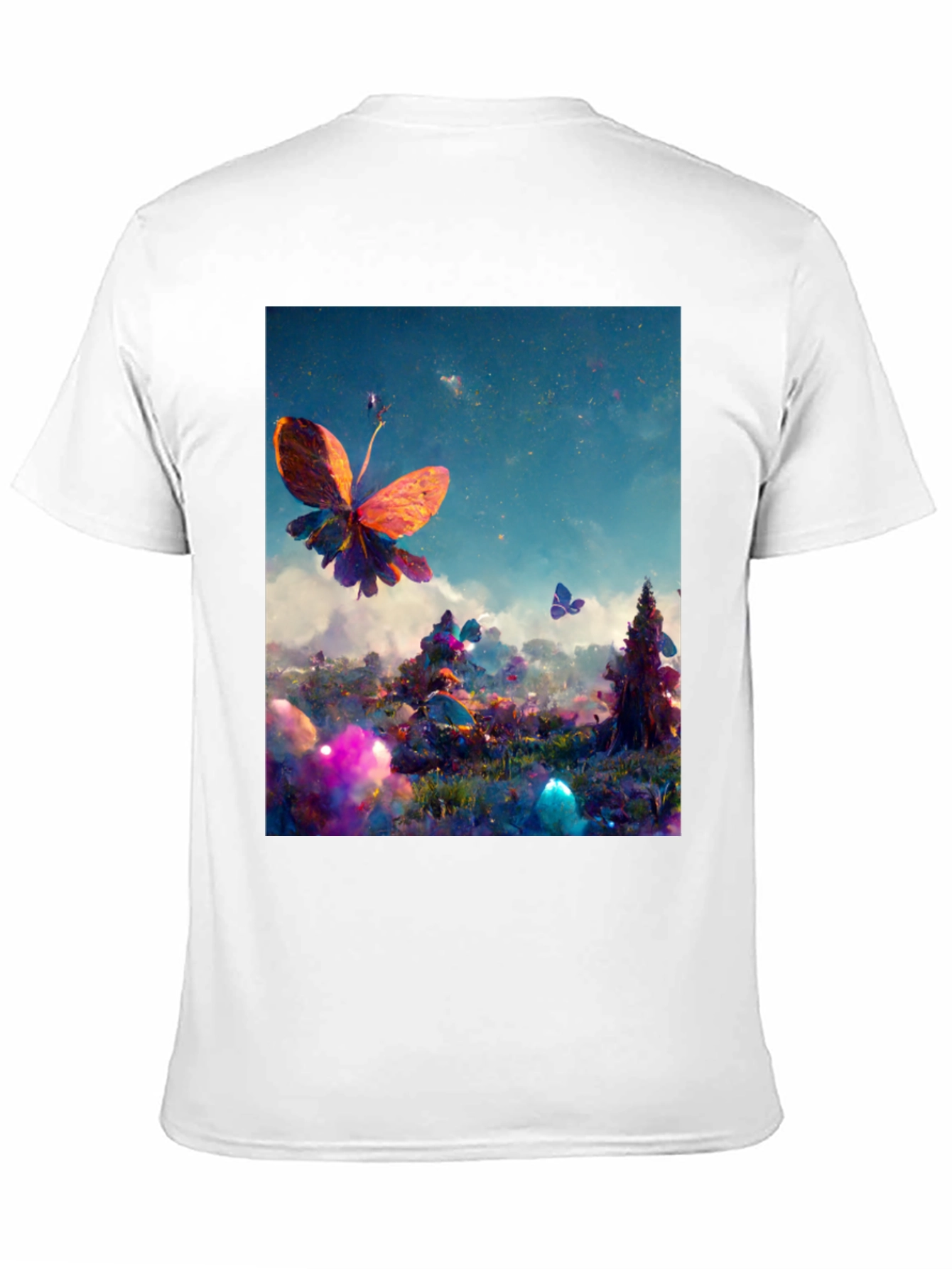 Butterfly Fantasy Graphic Tee - Black Cotton Blend