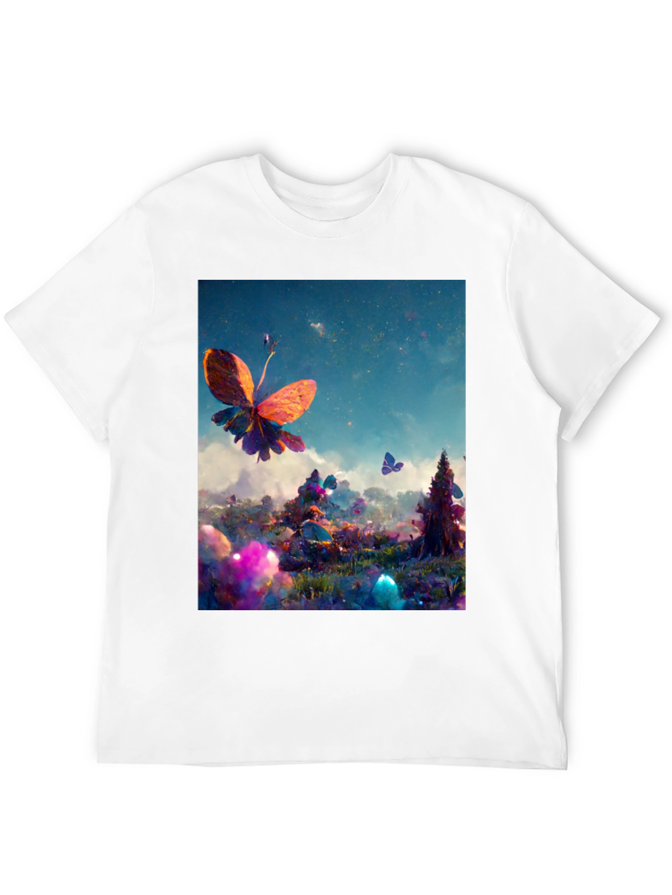 Butterfly Fantasy Graphic Tee - Black Cotton Blend