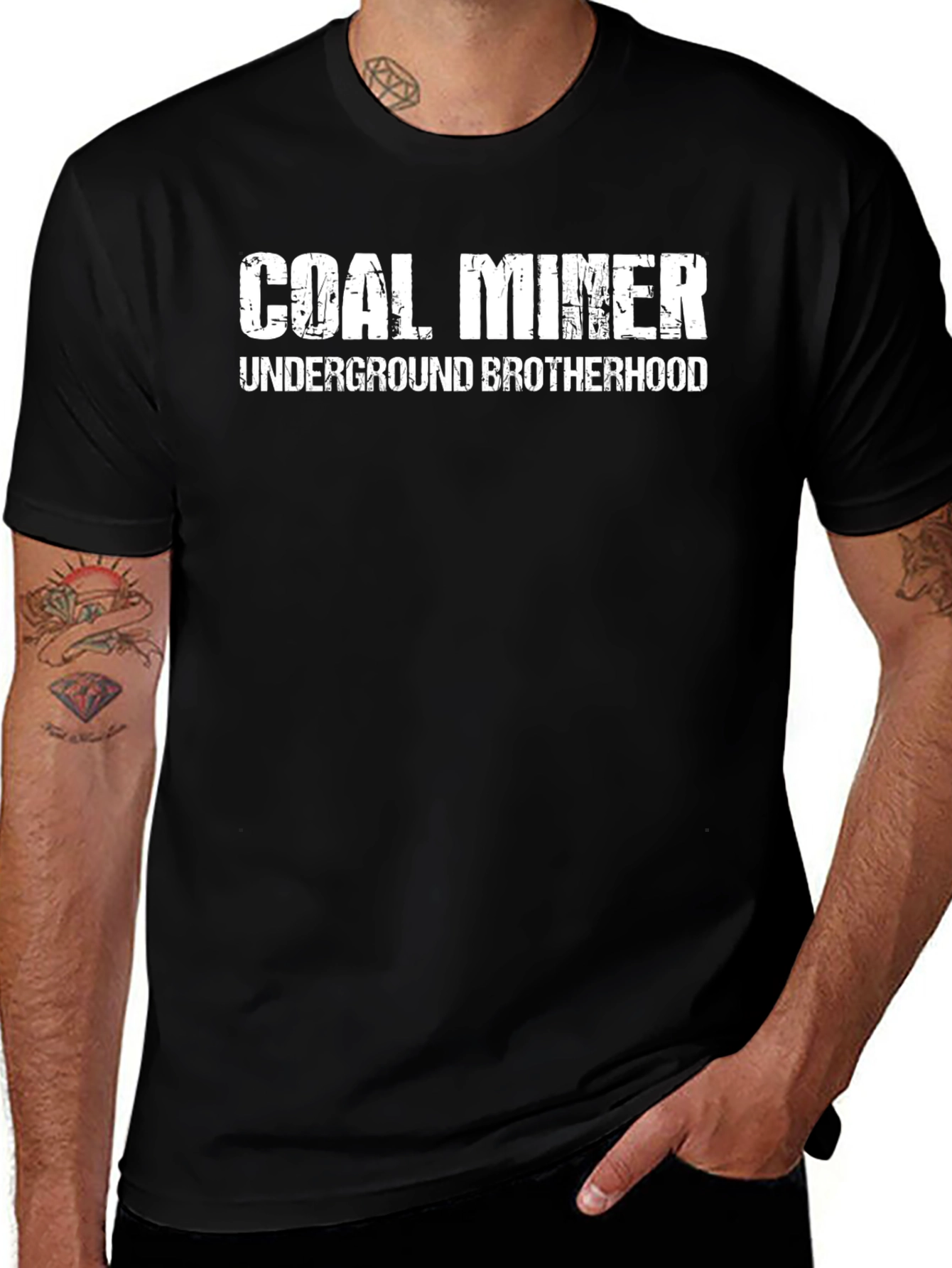 Coal Miner Underground Brotherhood Black T-Shirt