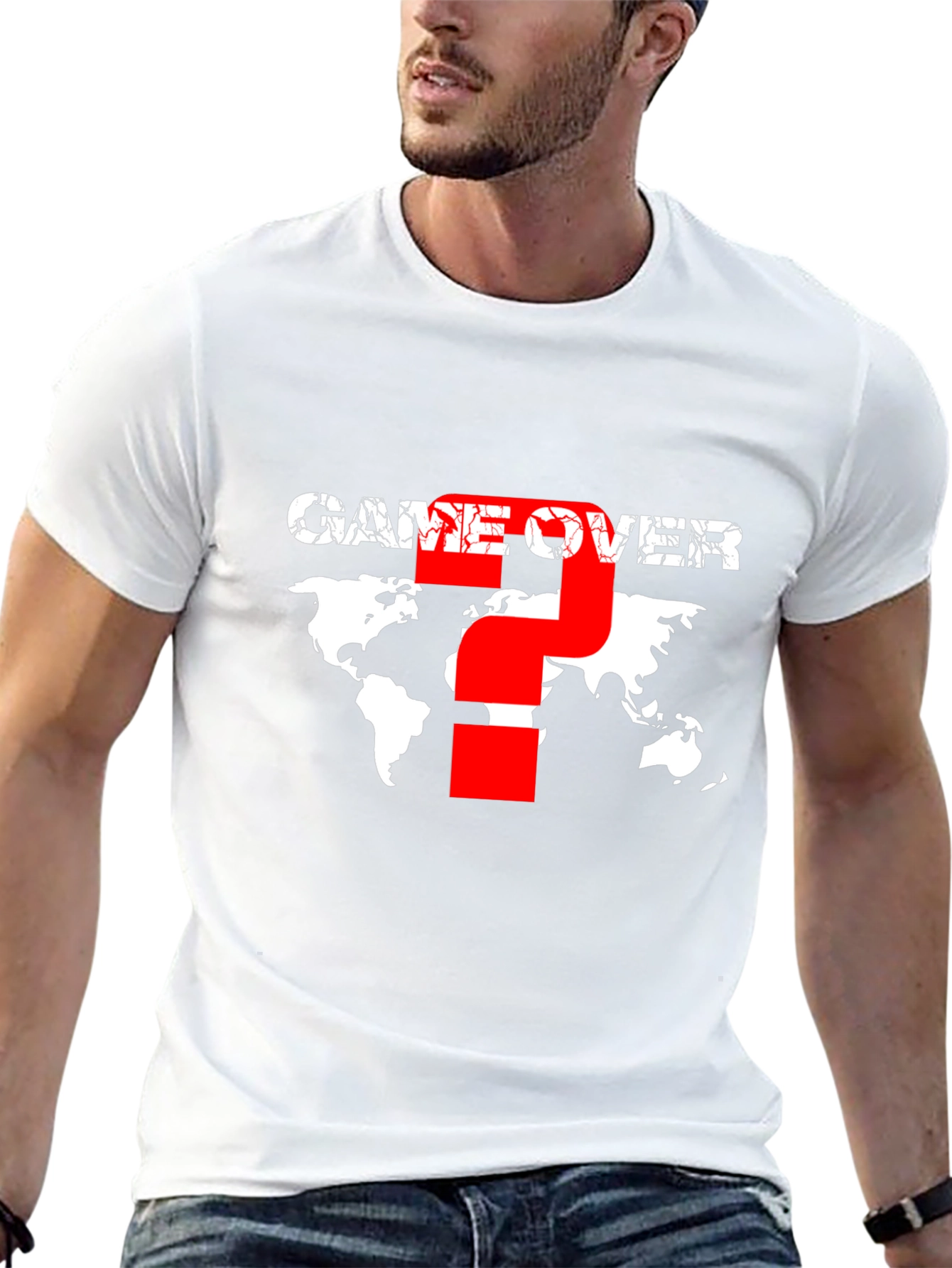 Game Over Graphic T-Shirt - World Map Design