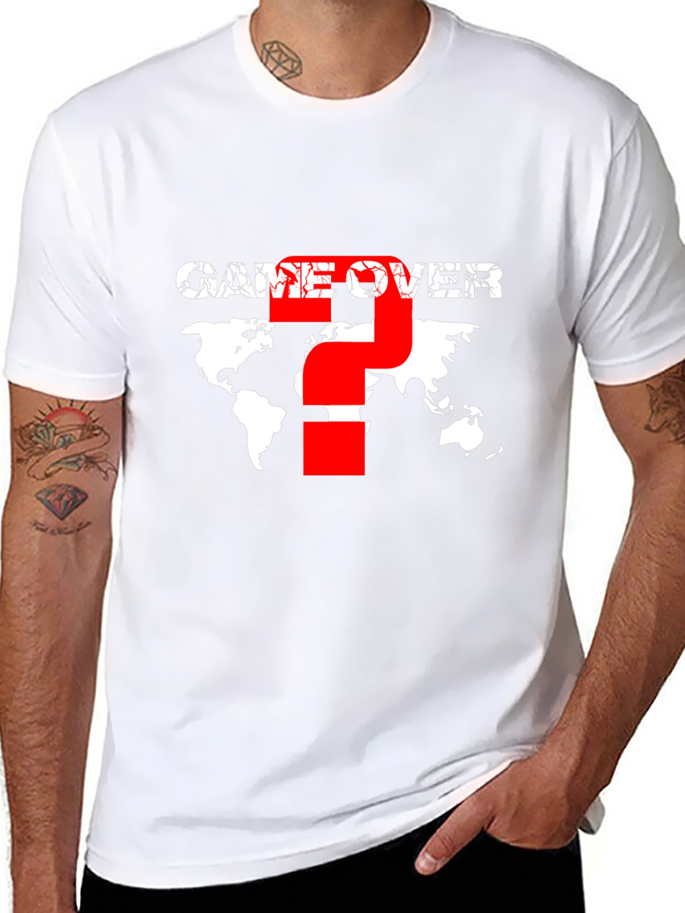 Game Over Graphic T-Shirt - World Map Design