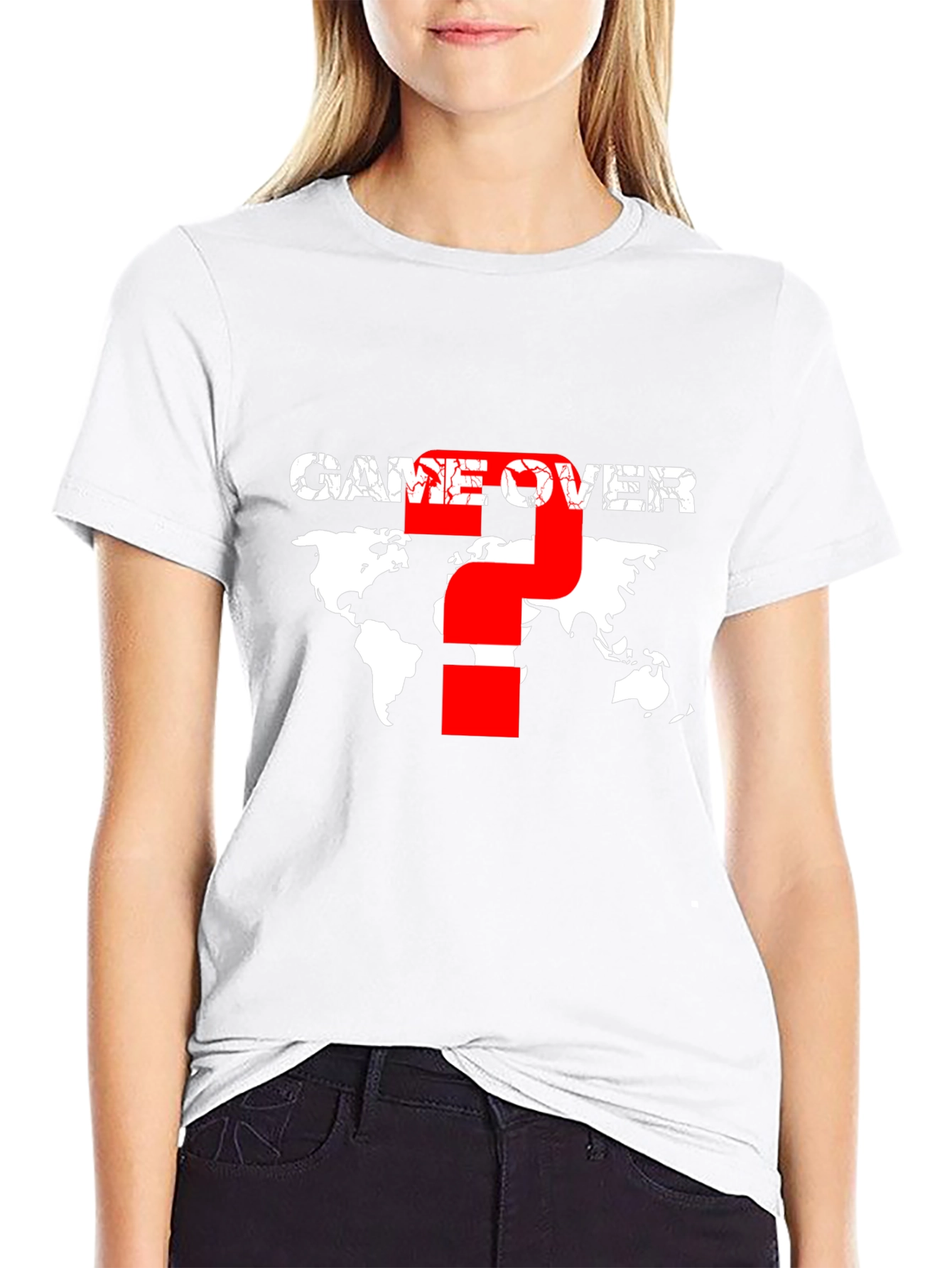 Game Over Graphic T-Shirt - World Map Design