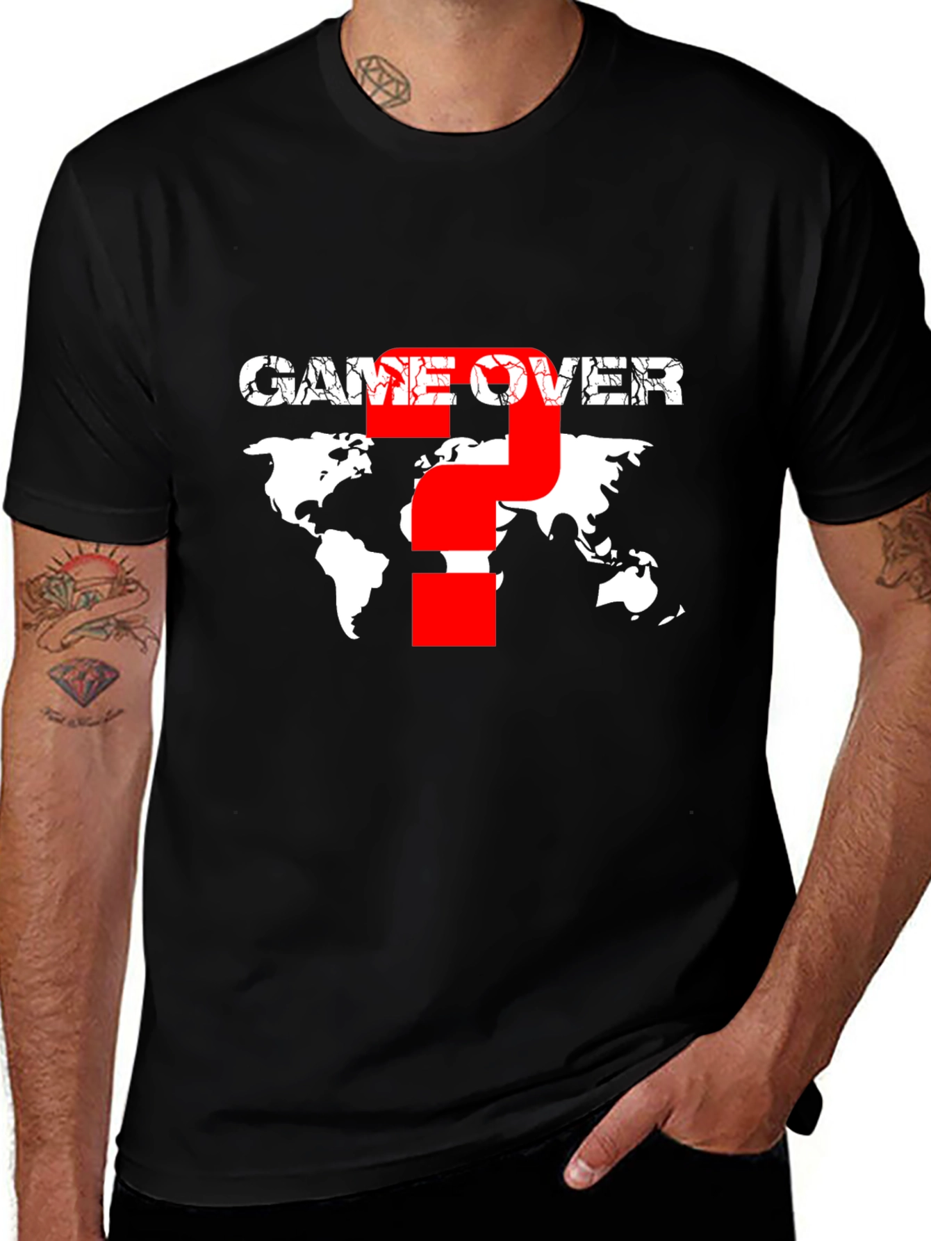 Game Over Graphic T-Shirt - World Map Design