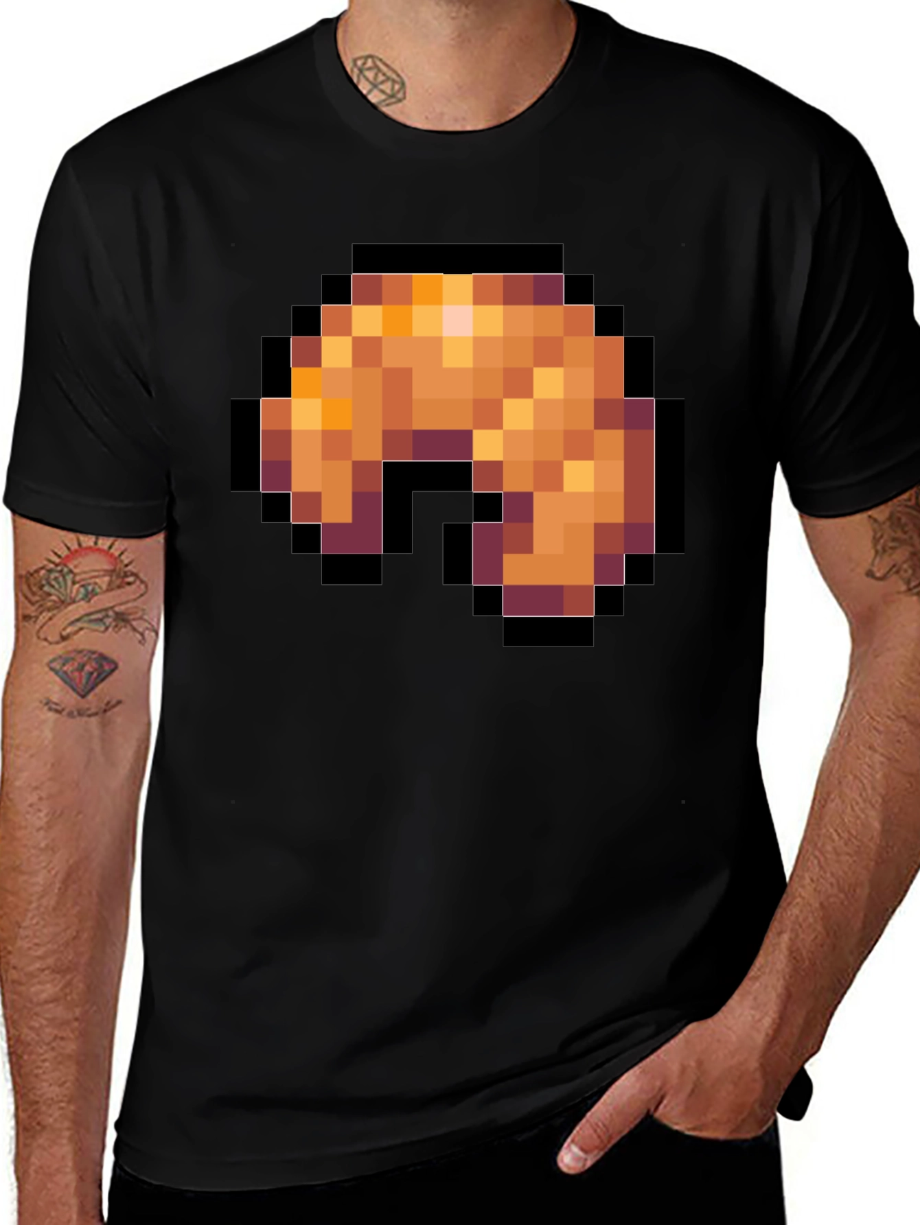 Pixel Art Shrimp T-Shirt - Black Graphic Tee