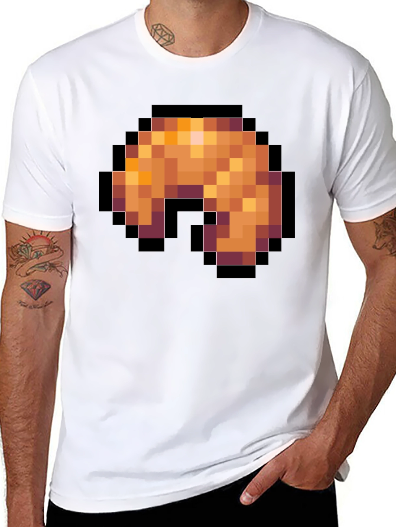 Pixel Art Shrimp T-Shirt - Black Graphic Tee