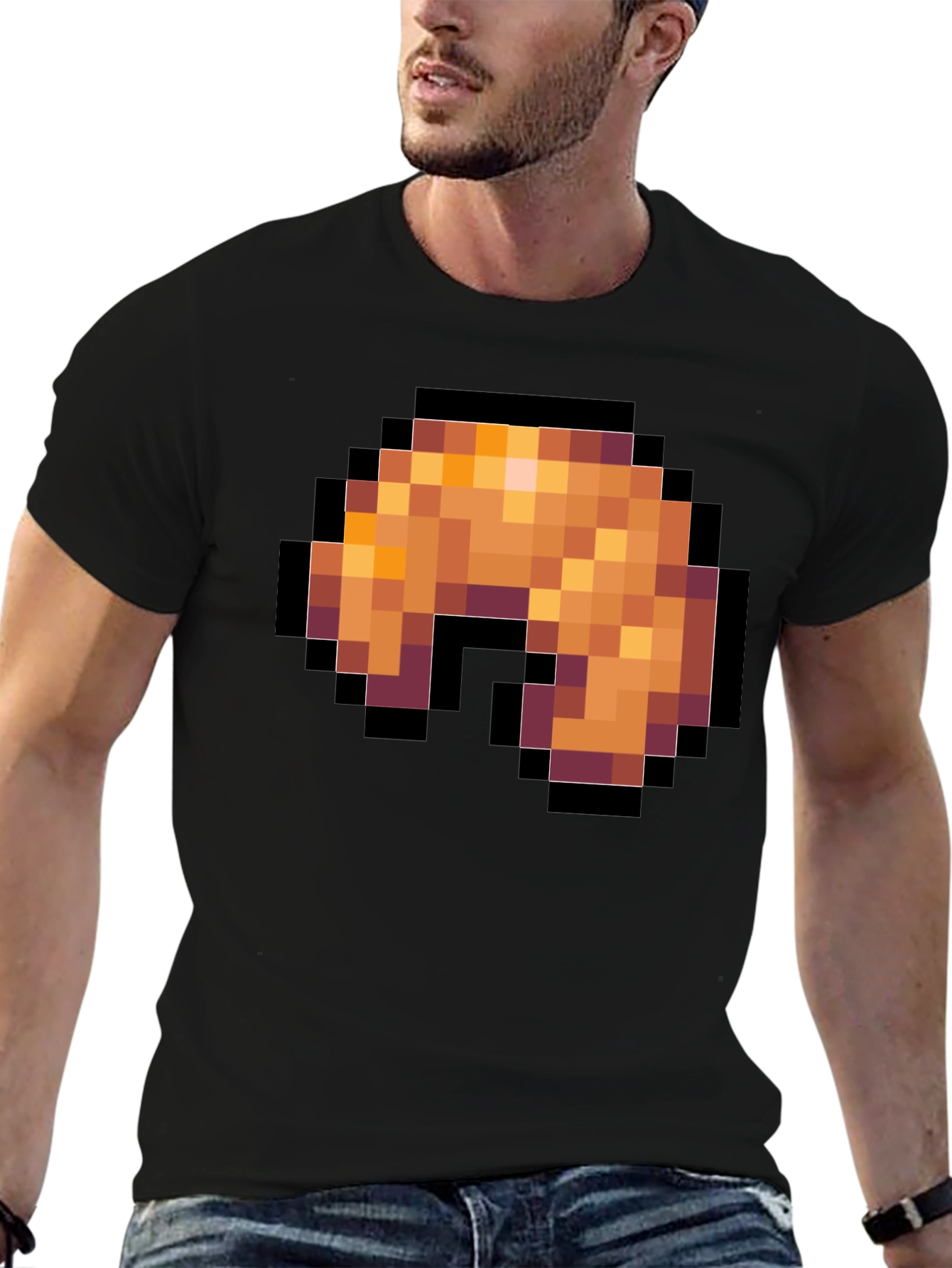 Pixel Art Shrimp T-Shirt - Black Graphic Tee