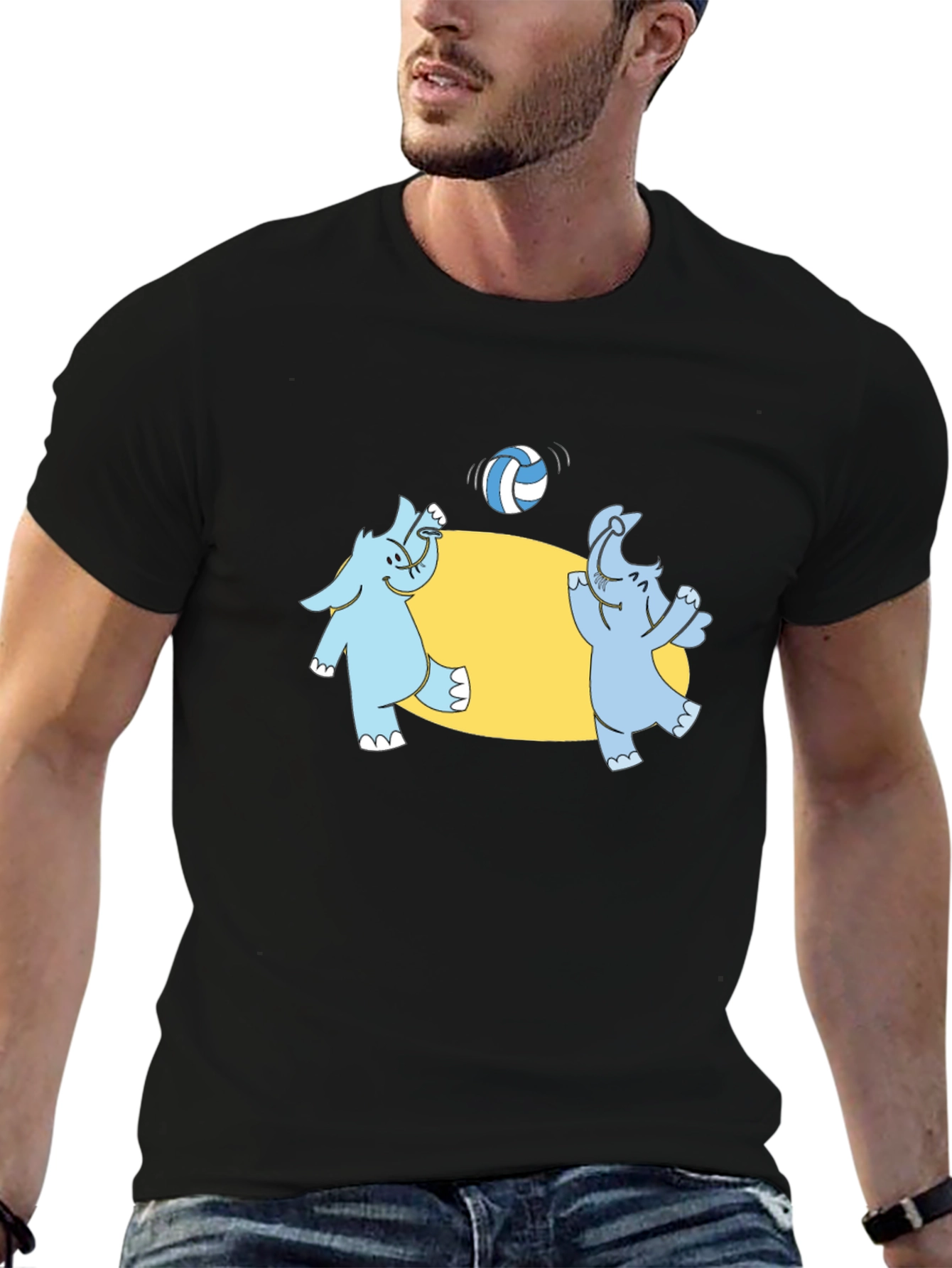Elephant Volleyball Black T-Shirt