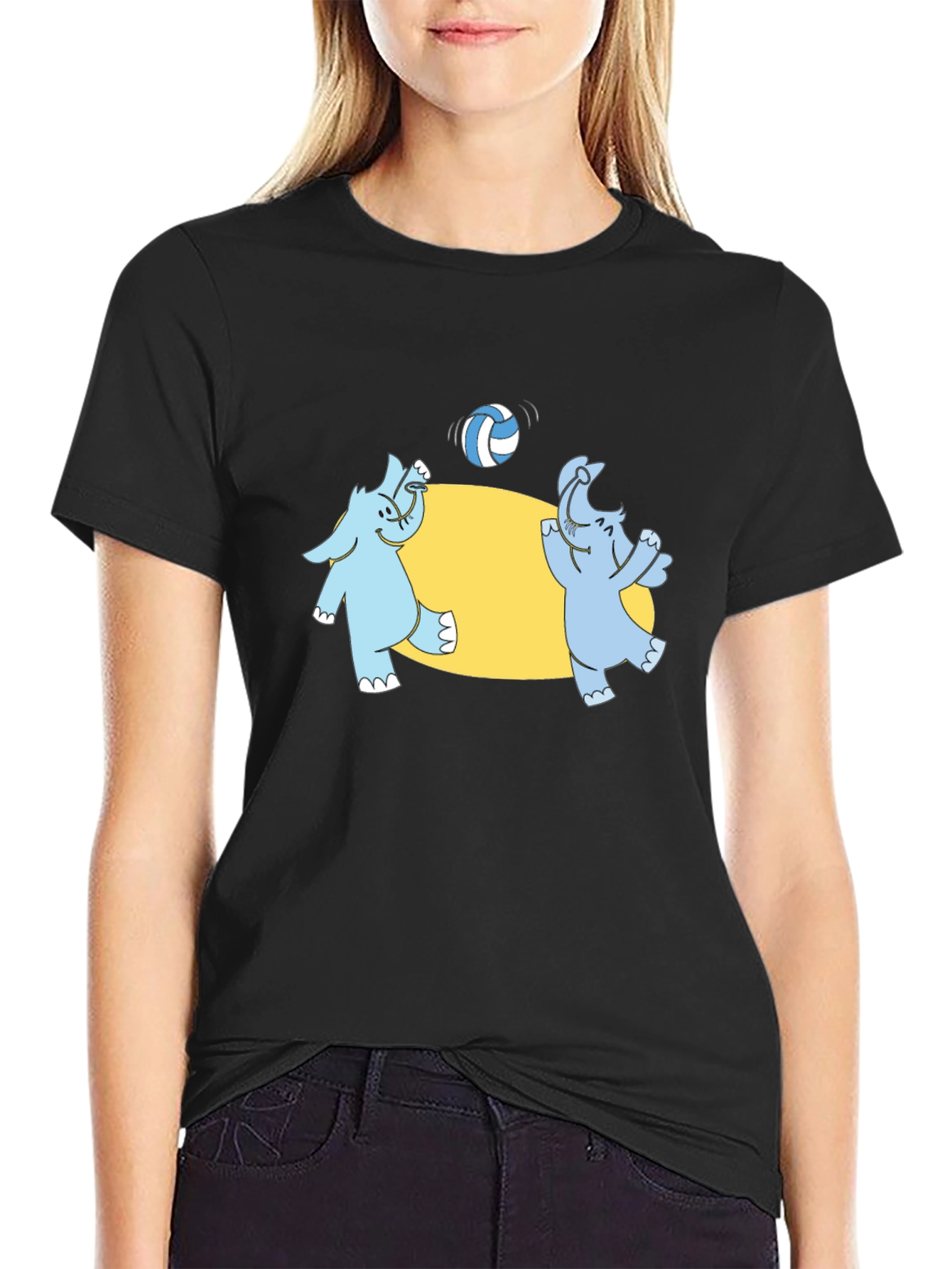 Elephant Volleyball Black T-Shirt