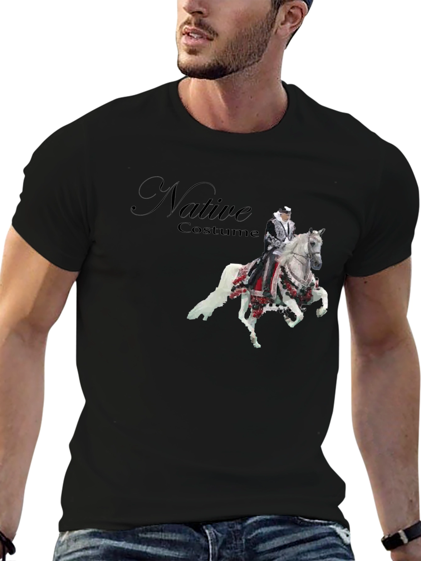 Native Costume Horse Rider Graphic T-Shirt