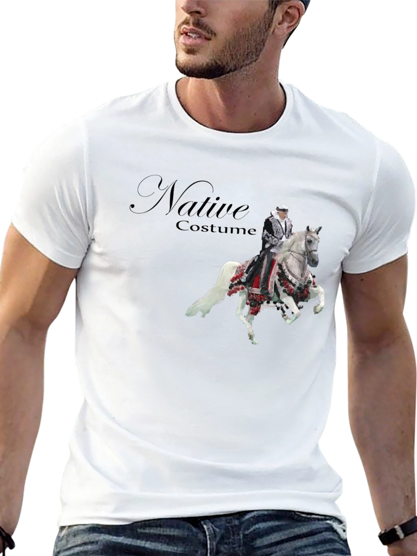 Native Costume Horse Rider Graphic T-Shirt