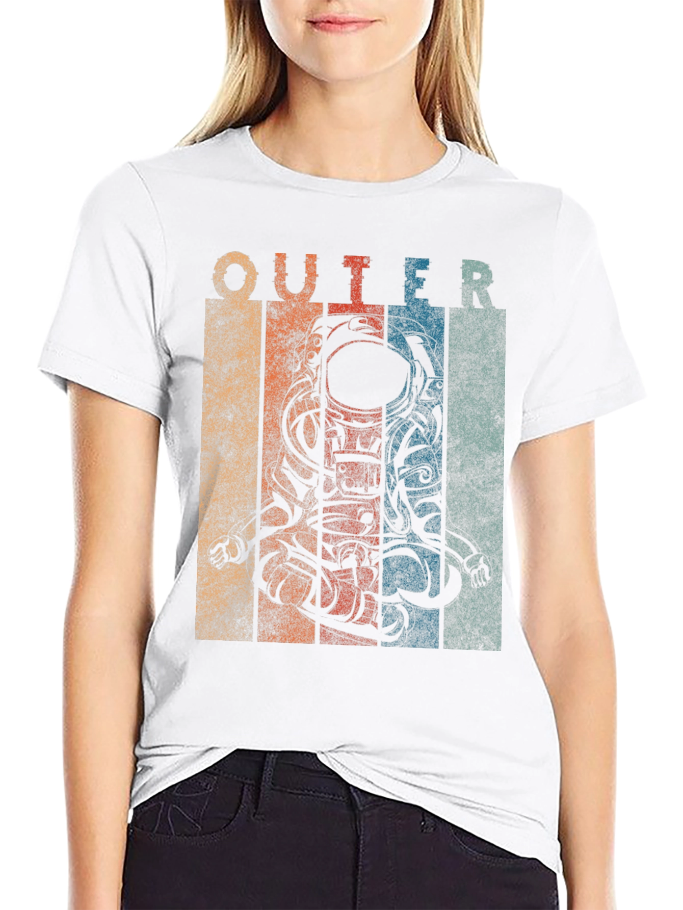 Retro Outer Space Astronaut Graphic T-Shirt