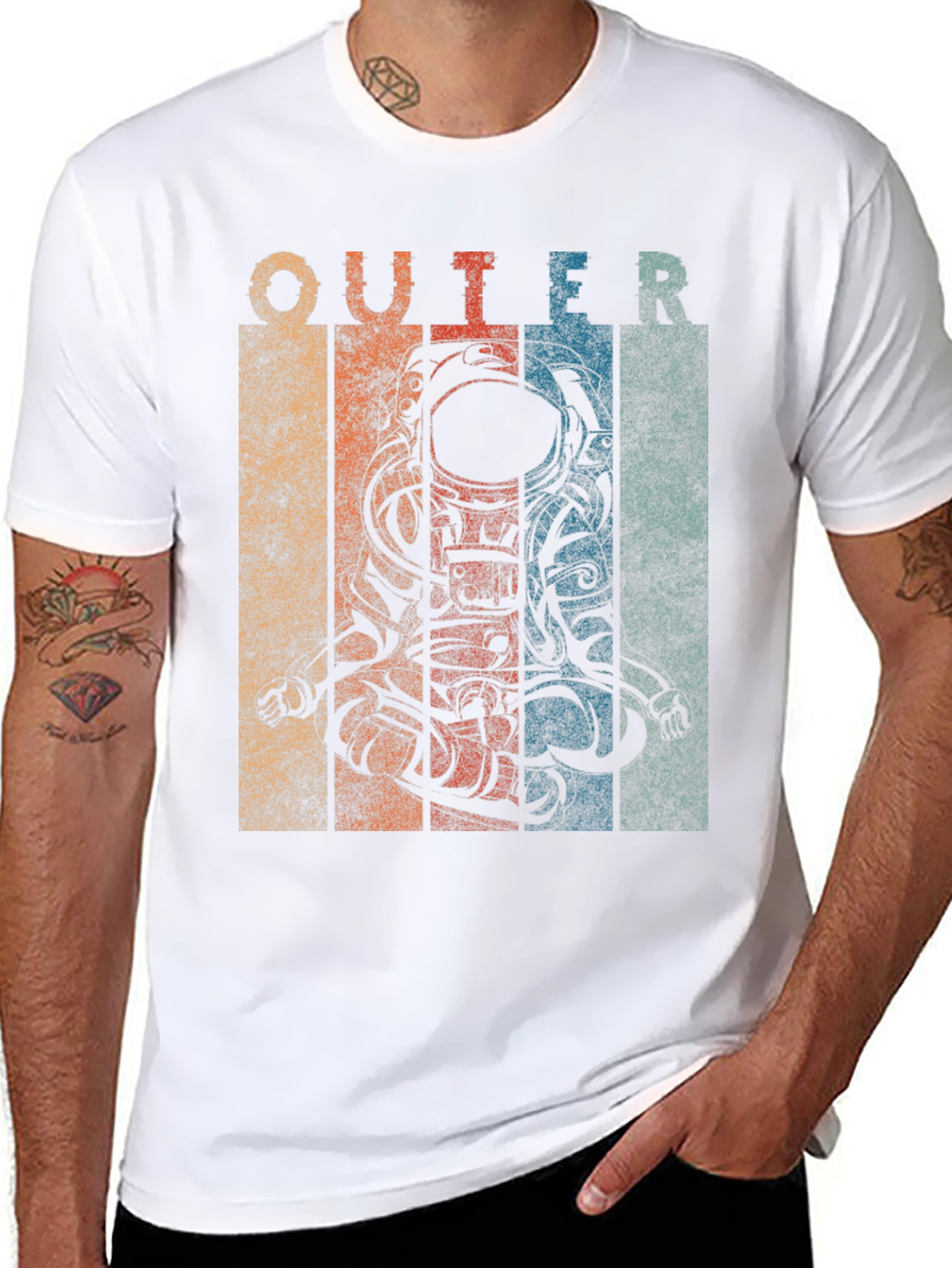 Retro Outer Space Astronaut Graphic T-Shirt