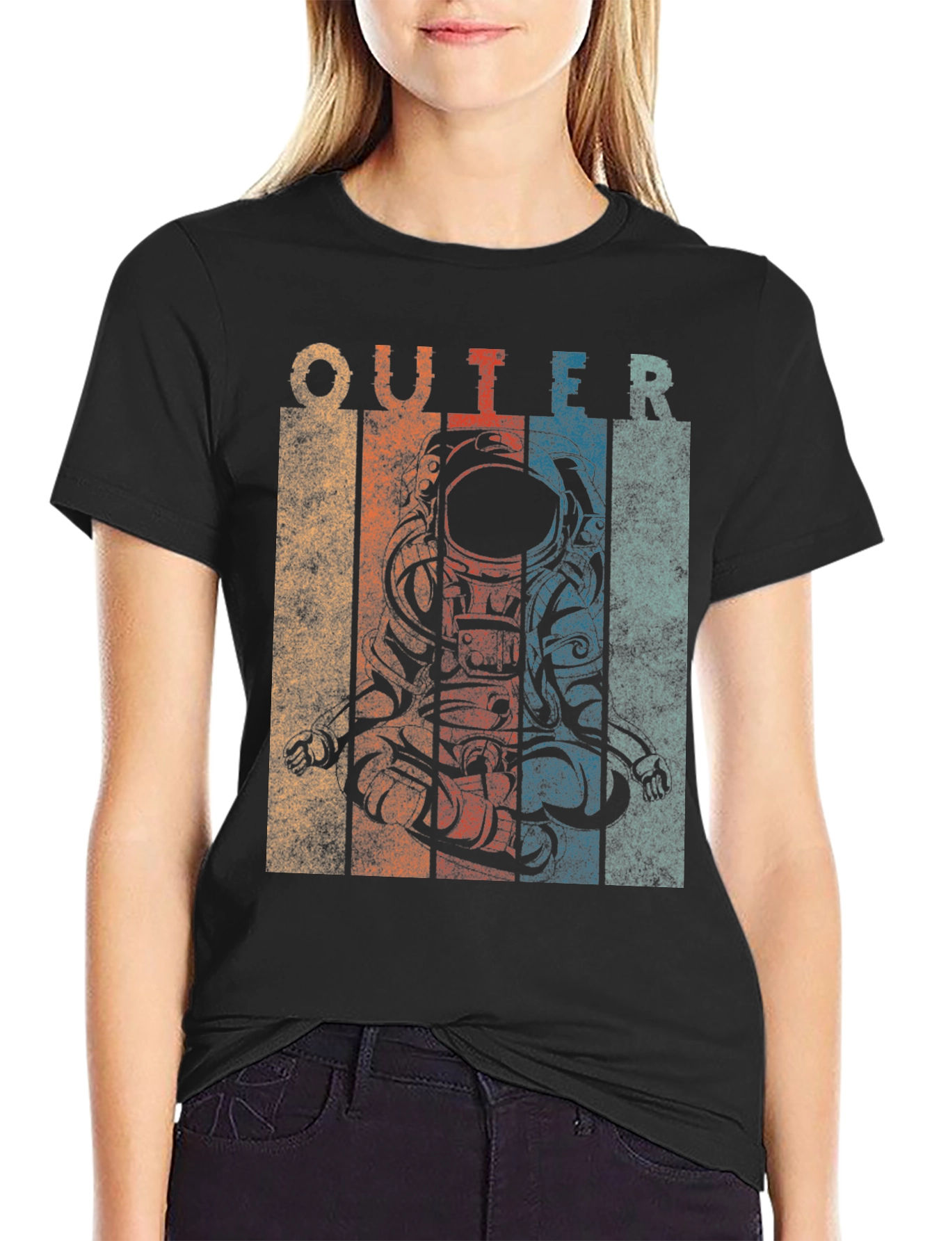 Retro Outer Space Astronaut Graphic T-Shirt