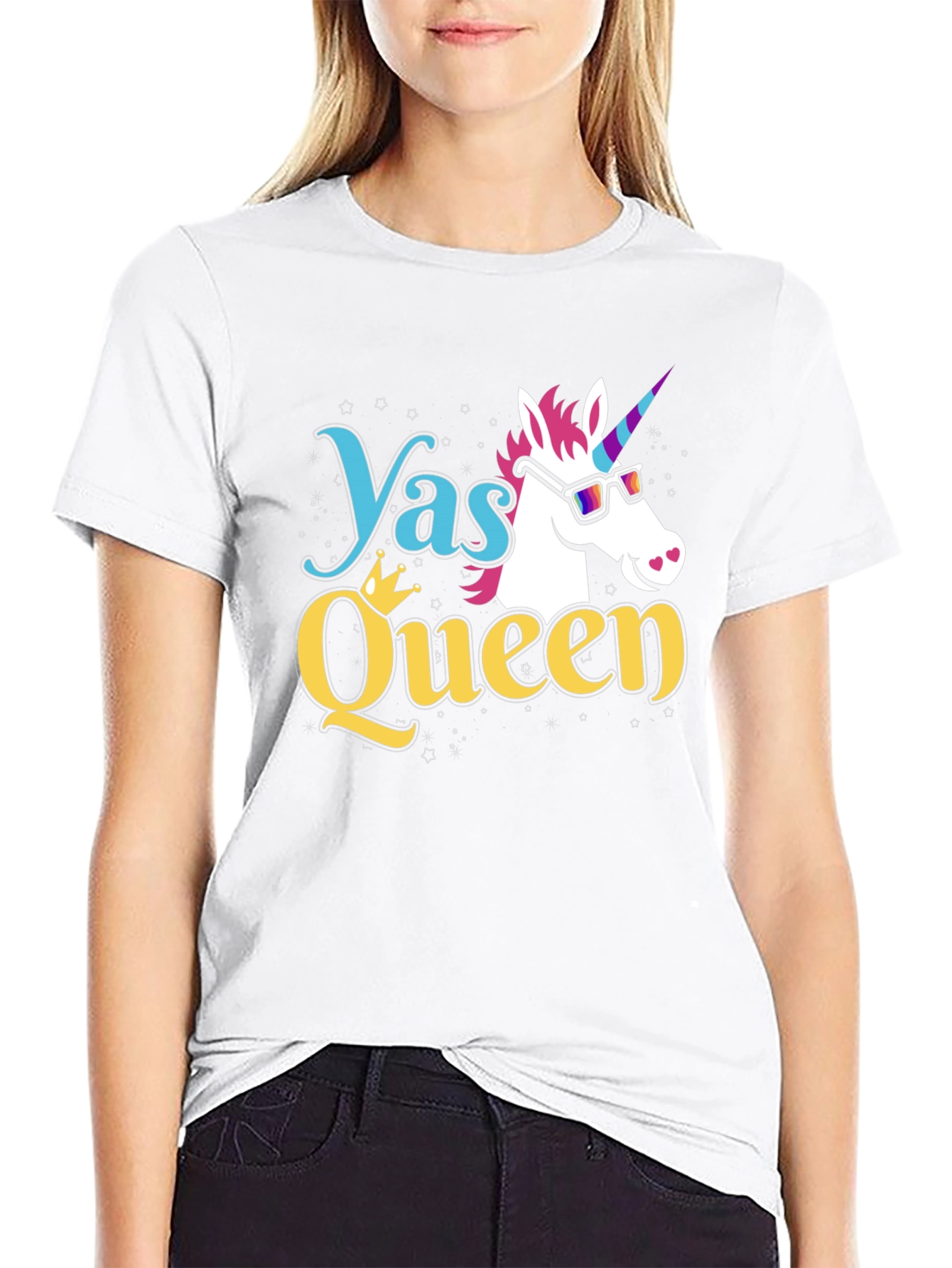 Unicorn Yas Queen Black T-Shirt