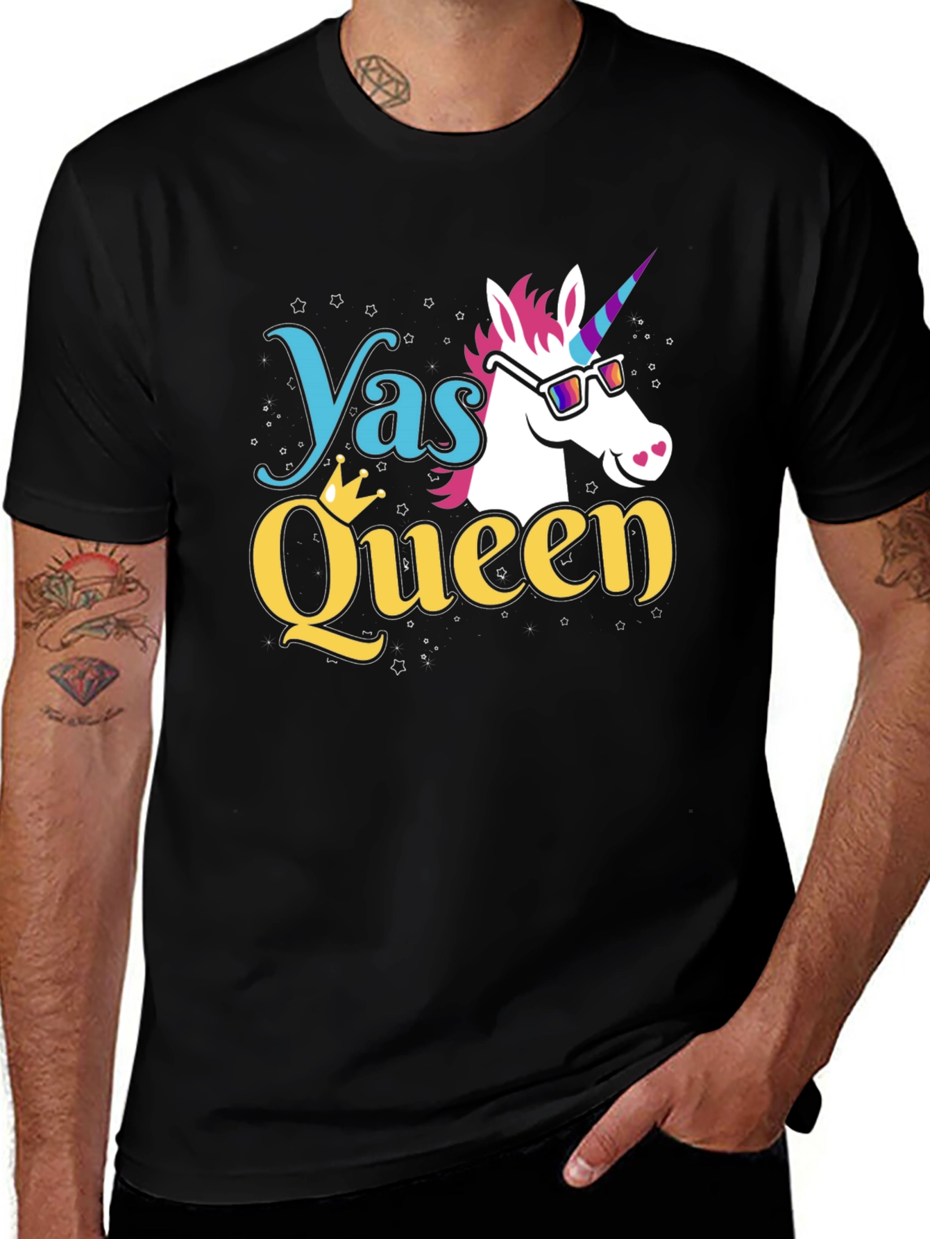 Unicorn Yas Queen Black T-Shirt