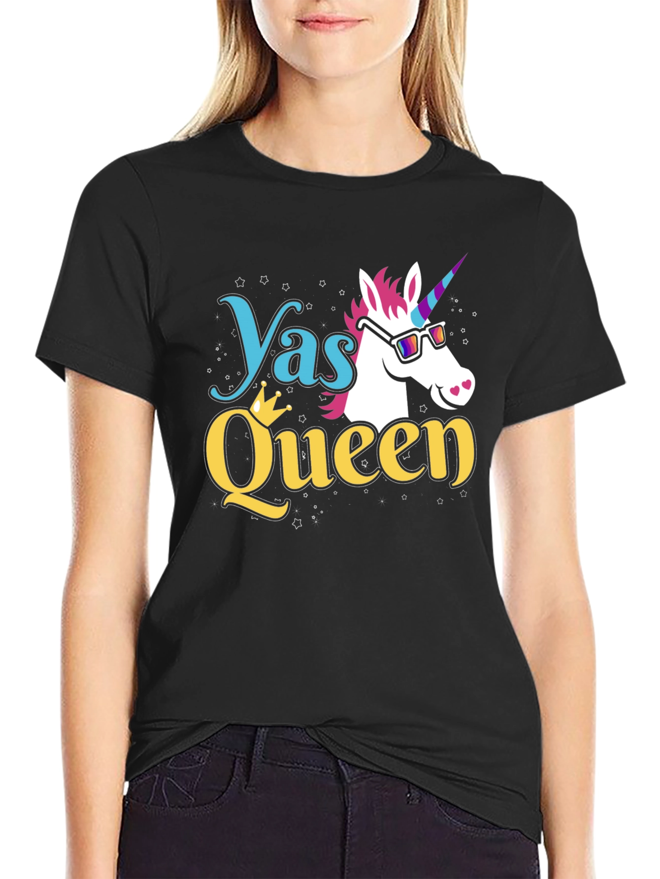 Unicorn Yas Queen Black T-Shirt