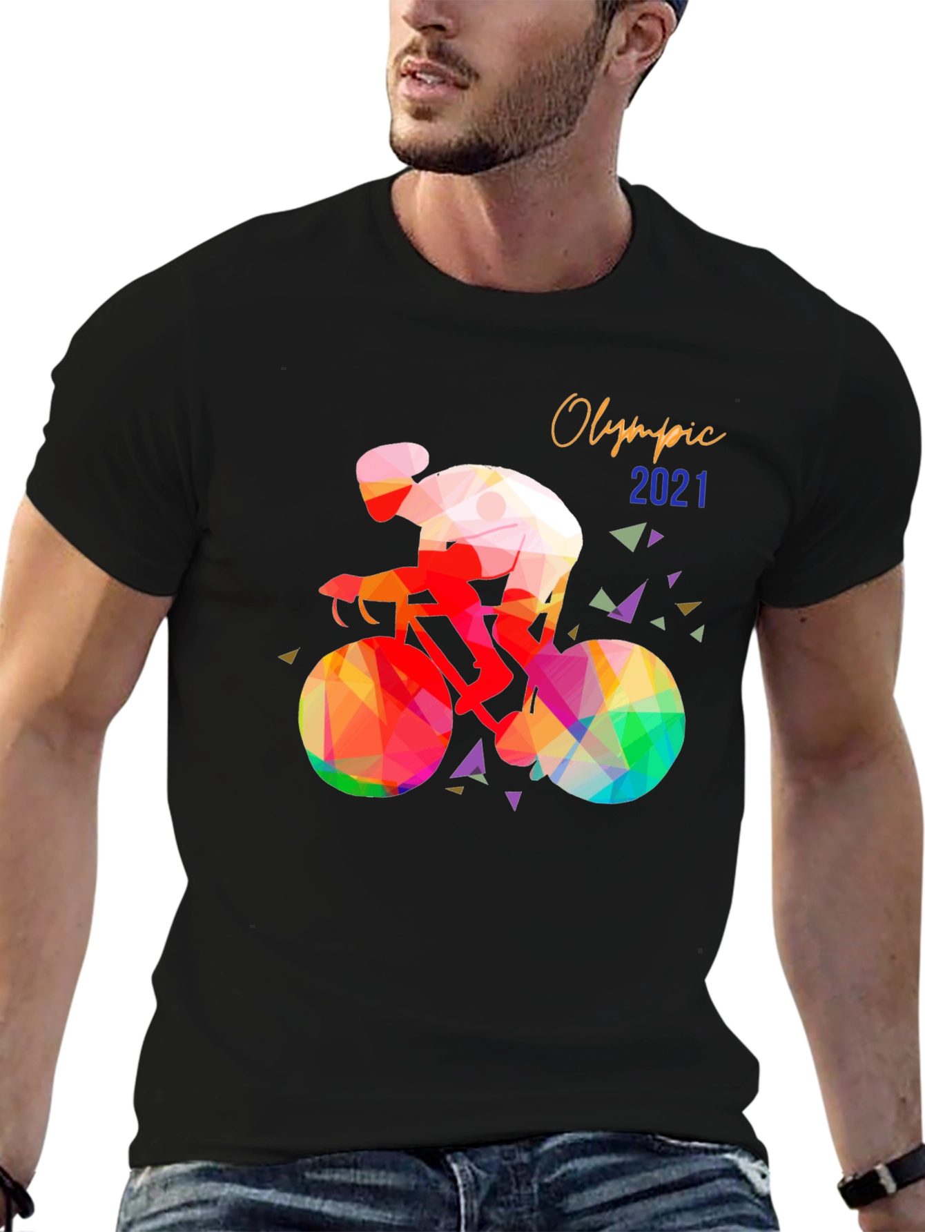 Olympic 2021 Cyclist Graphic T-Shirt - Black