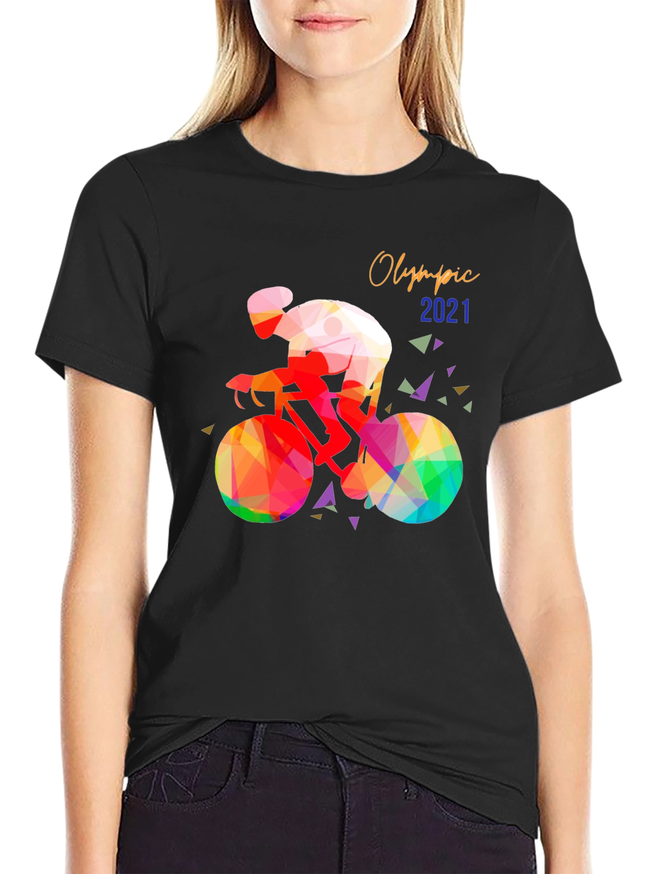 Olympic 2021 Cyclist Graphic T-Shirt - Black
