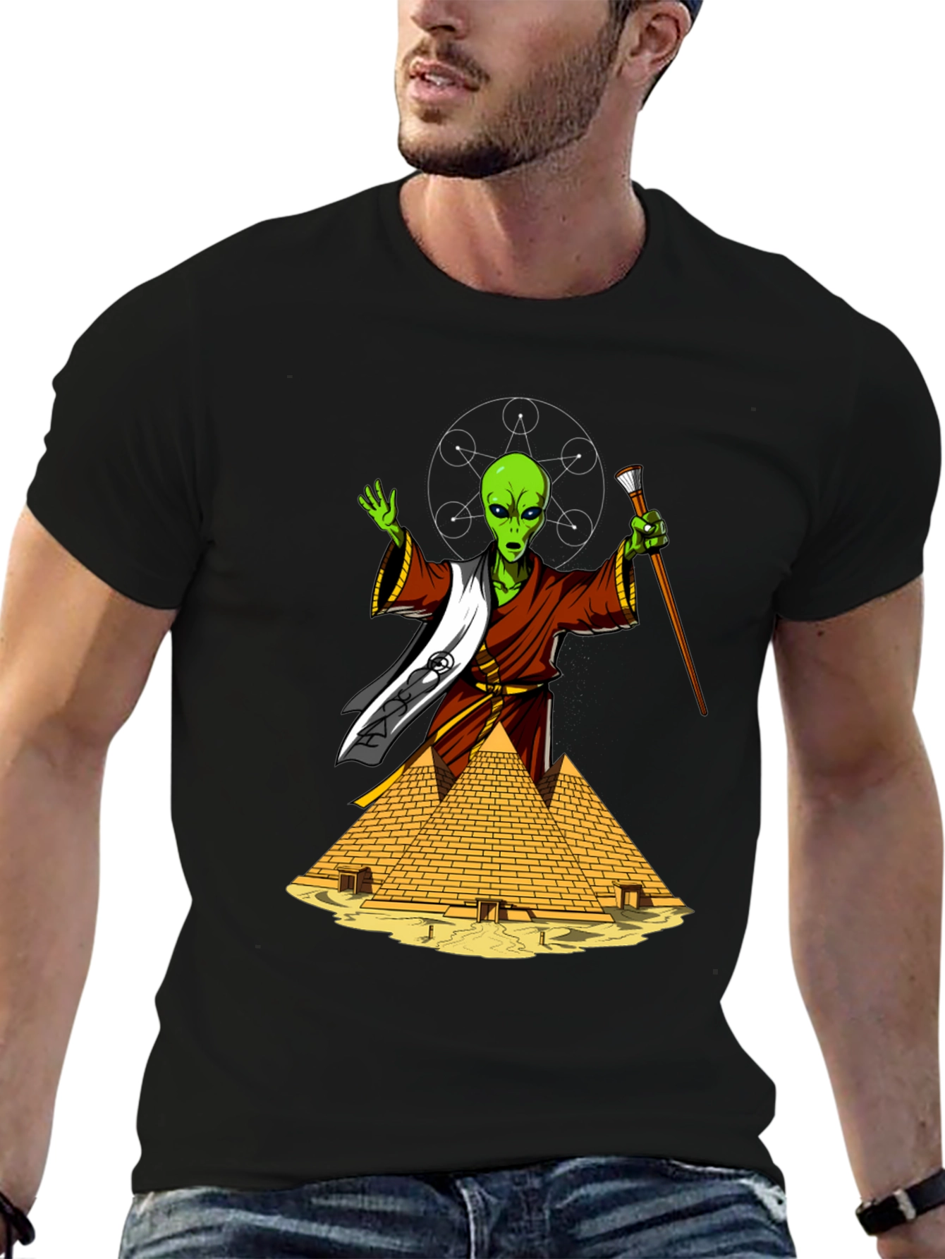 Alien Pharaoh Graphic T-Shirt