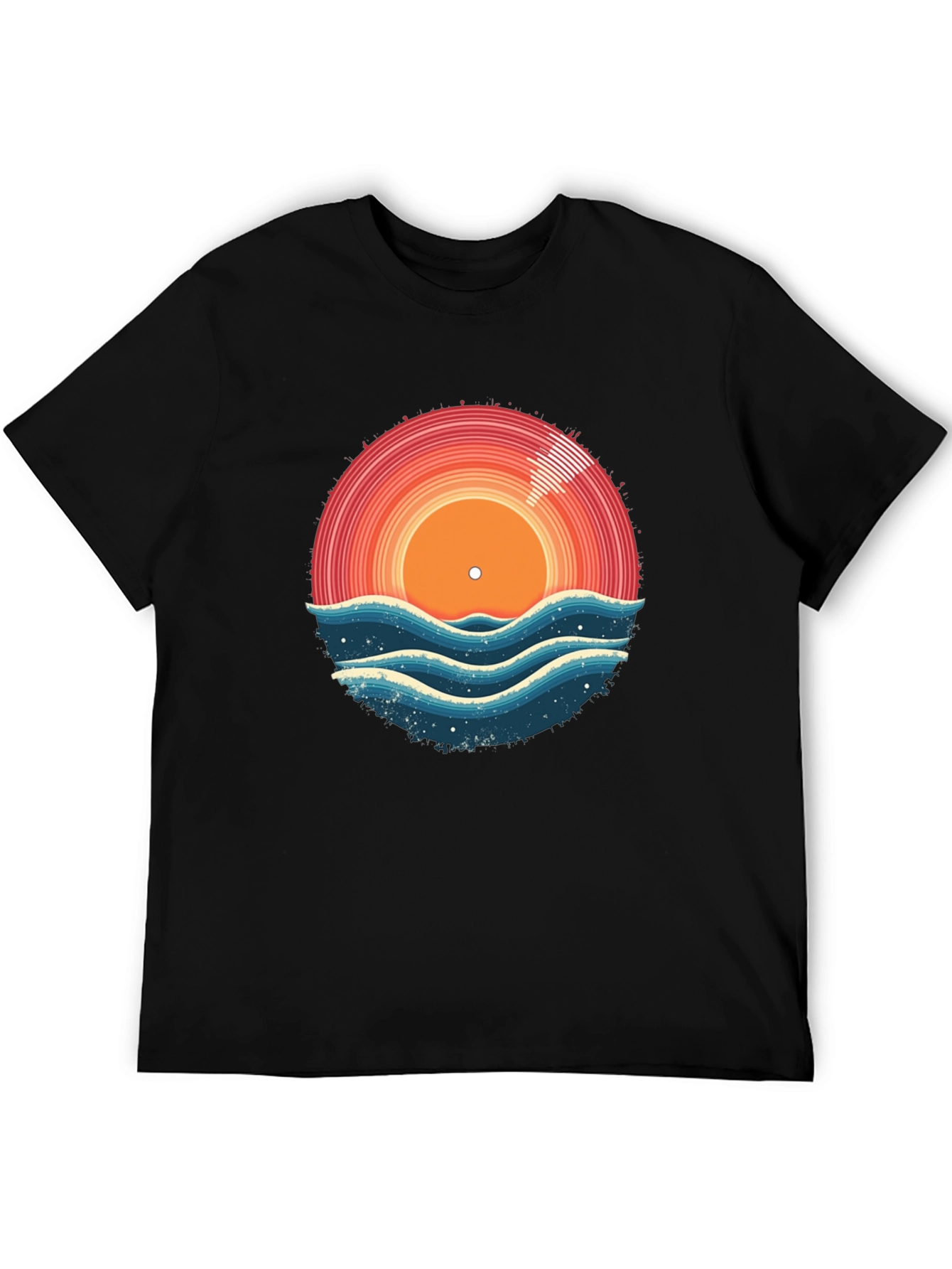 Sunset Vinyl Record Wave T-Shirt