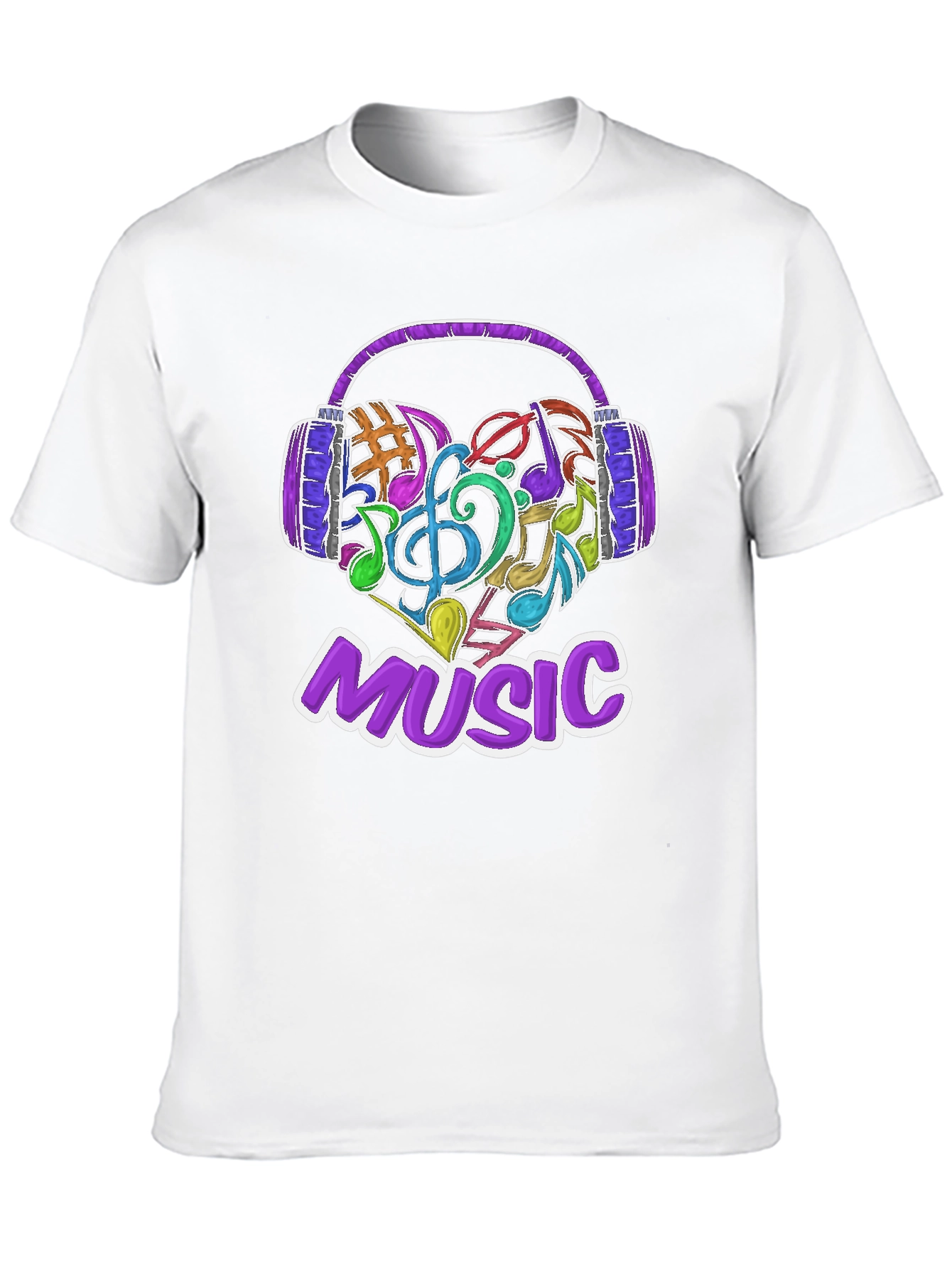 Music Lover T-Shirt with Headphone & Notes Design