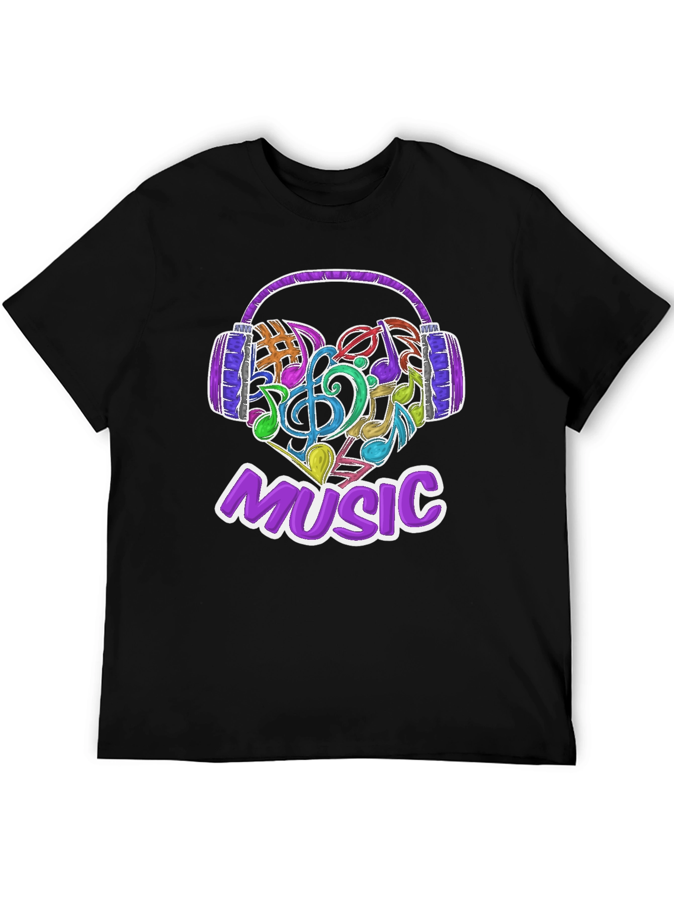 Music Lover T-Shirt with Headphone & Notes Design