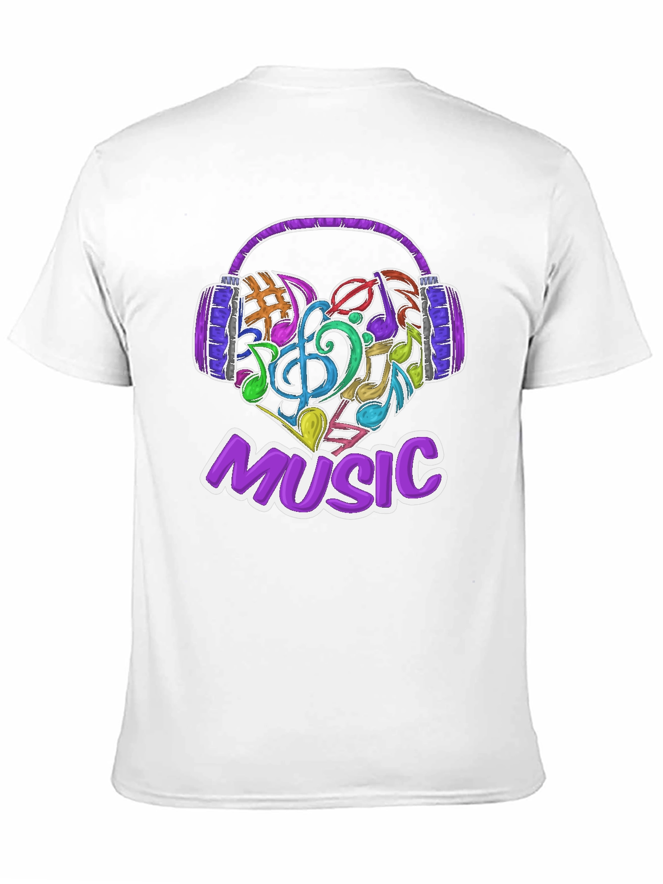 Music Lover T-Shirt with Headphone & Notes Design