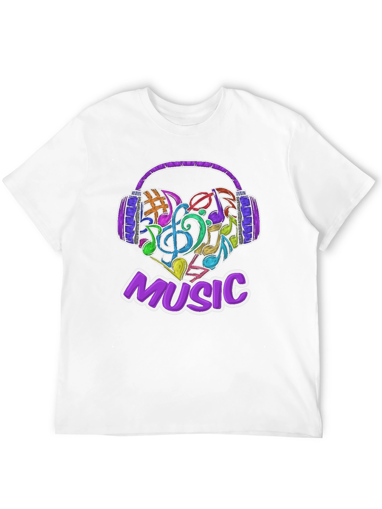 Music Lover T-Shirt with Headphone & Notes Design