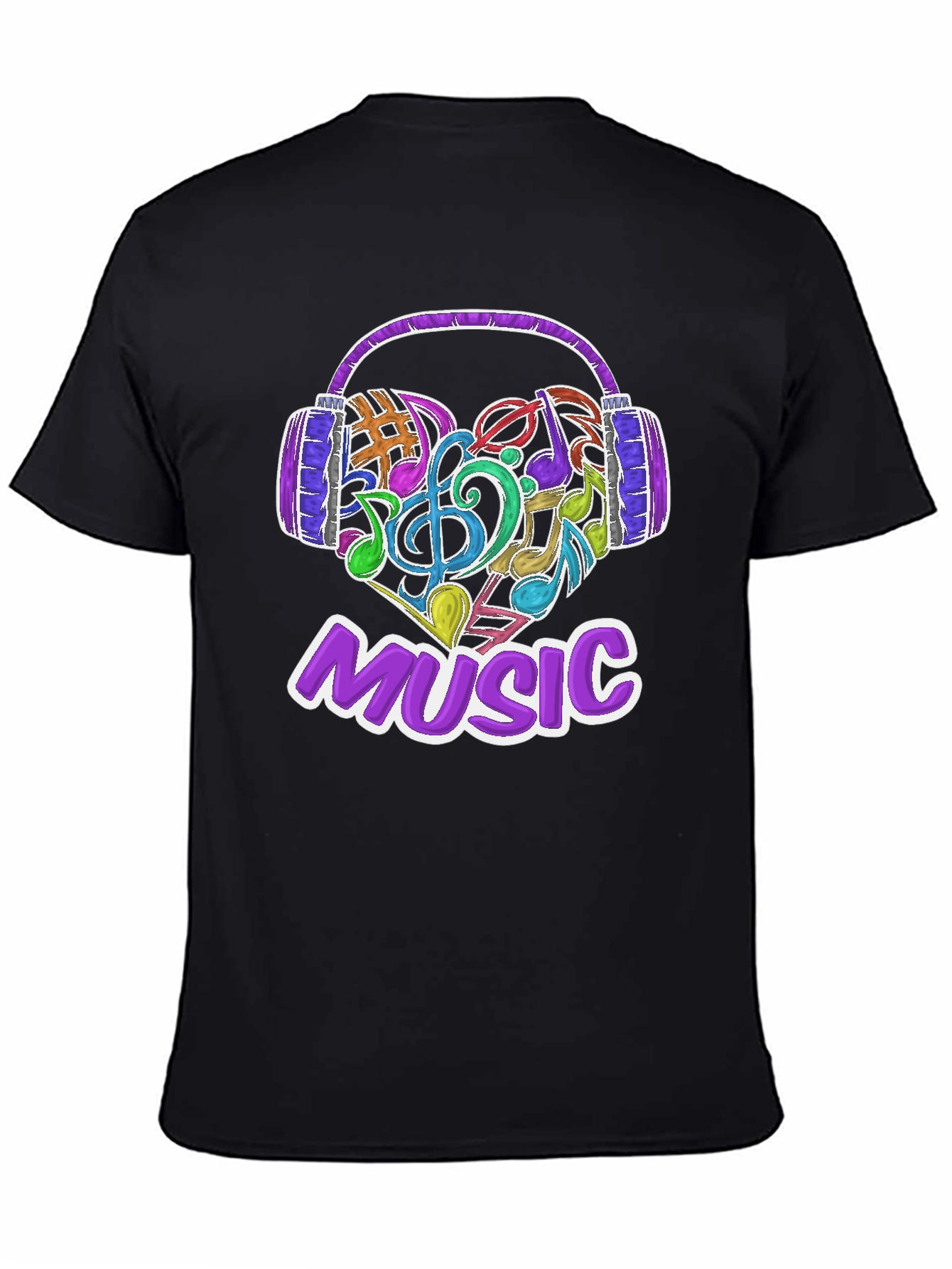 Music Lover T-Shirt with Headphone & Notes Design