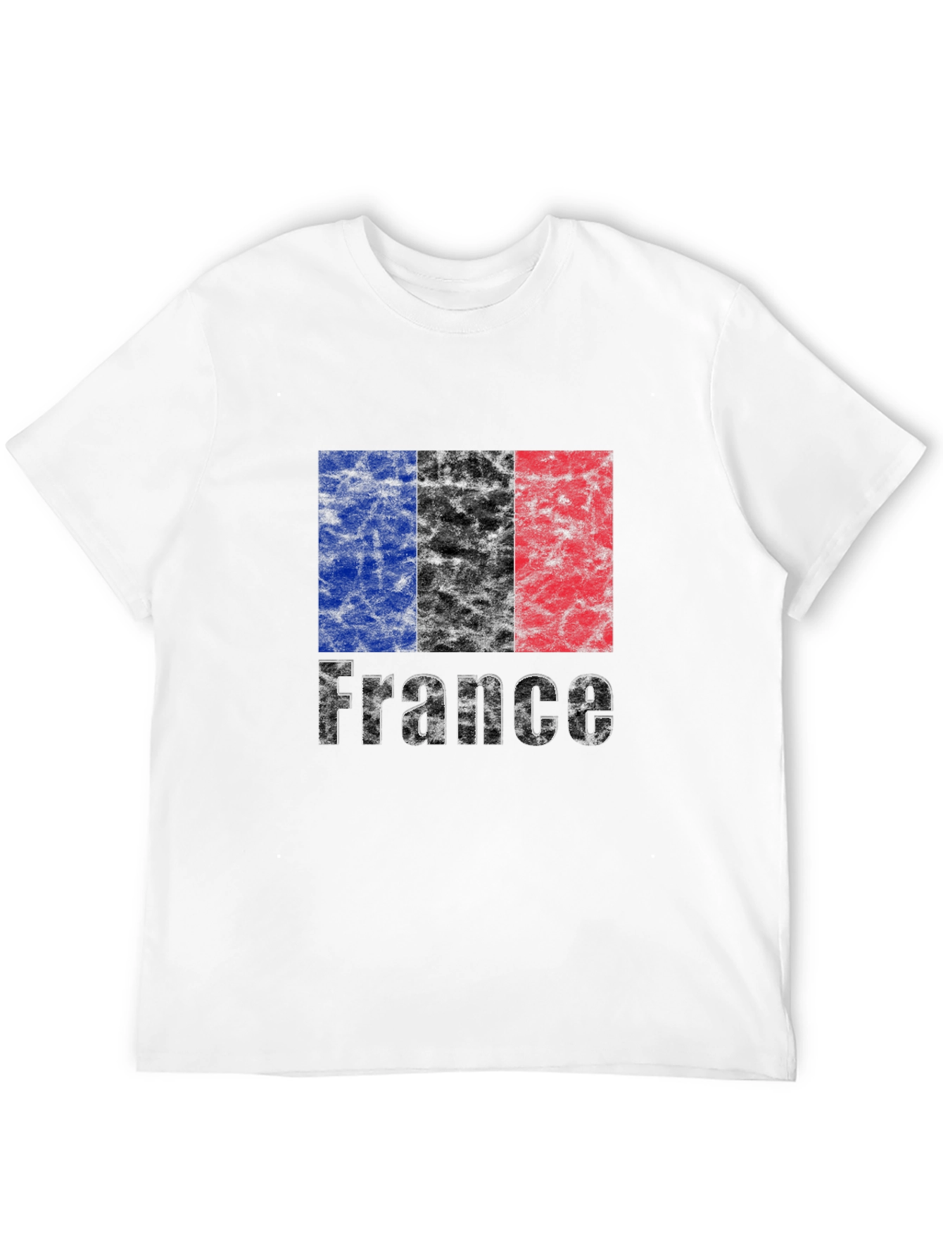 France Flag Grunge T-Shirt - Black