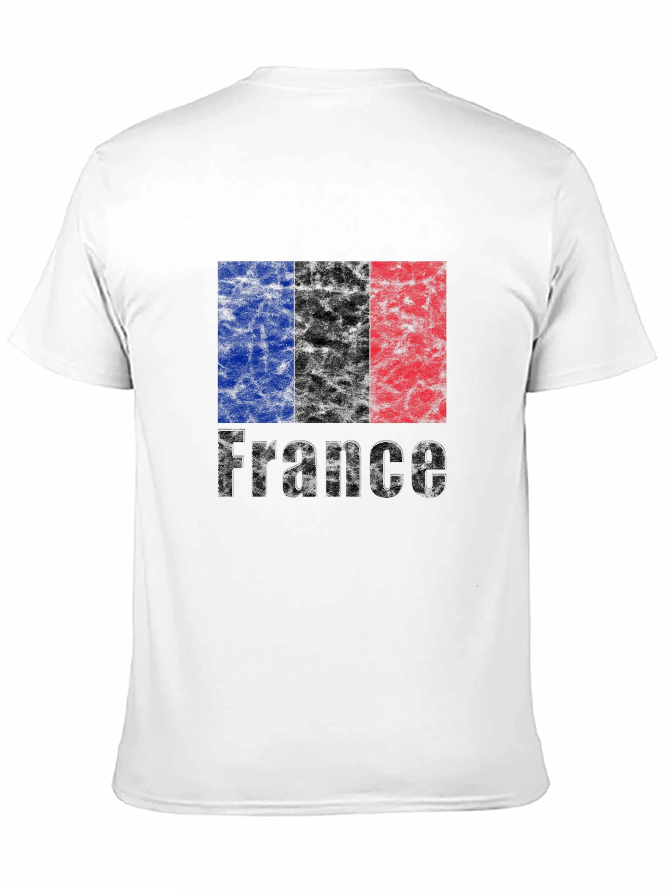 France Flag Grunge T-Shirt - Black