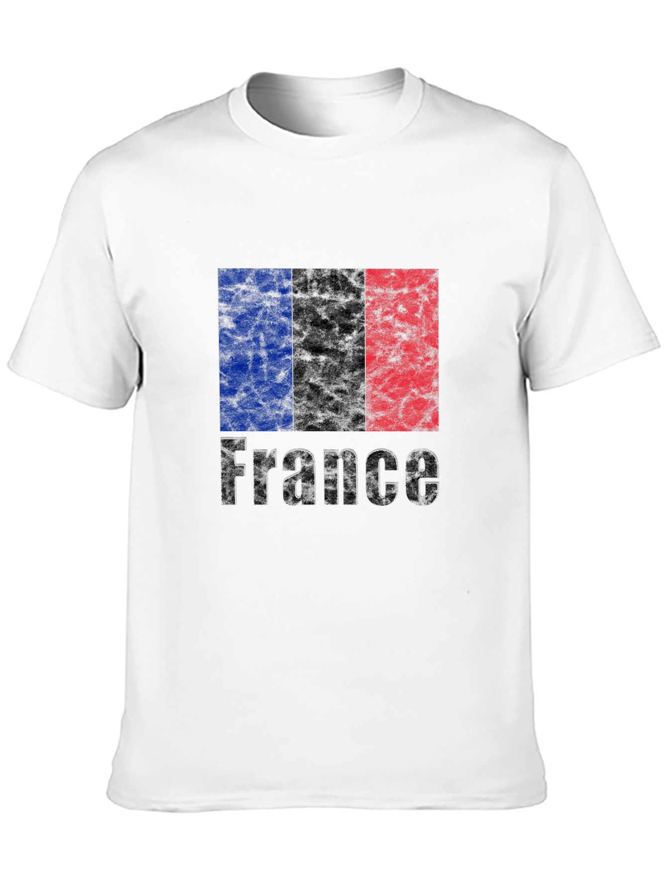 France Flag Grunge T-Shirt - Black
