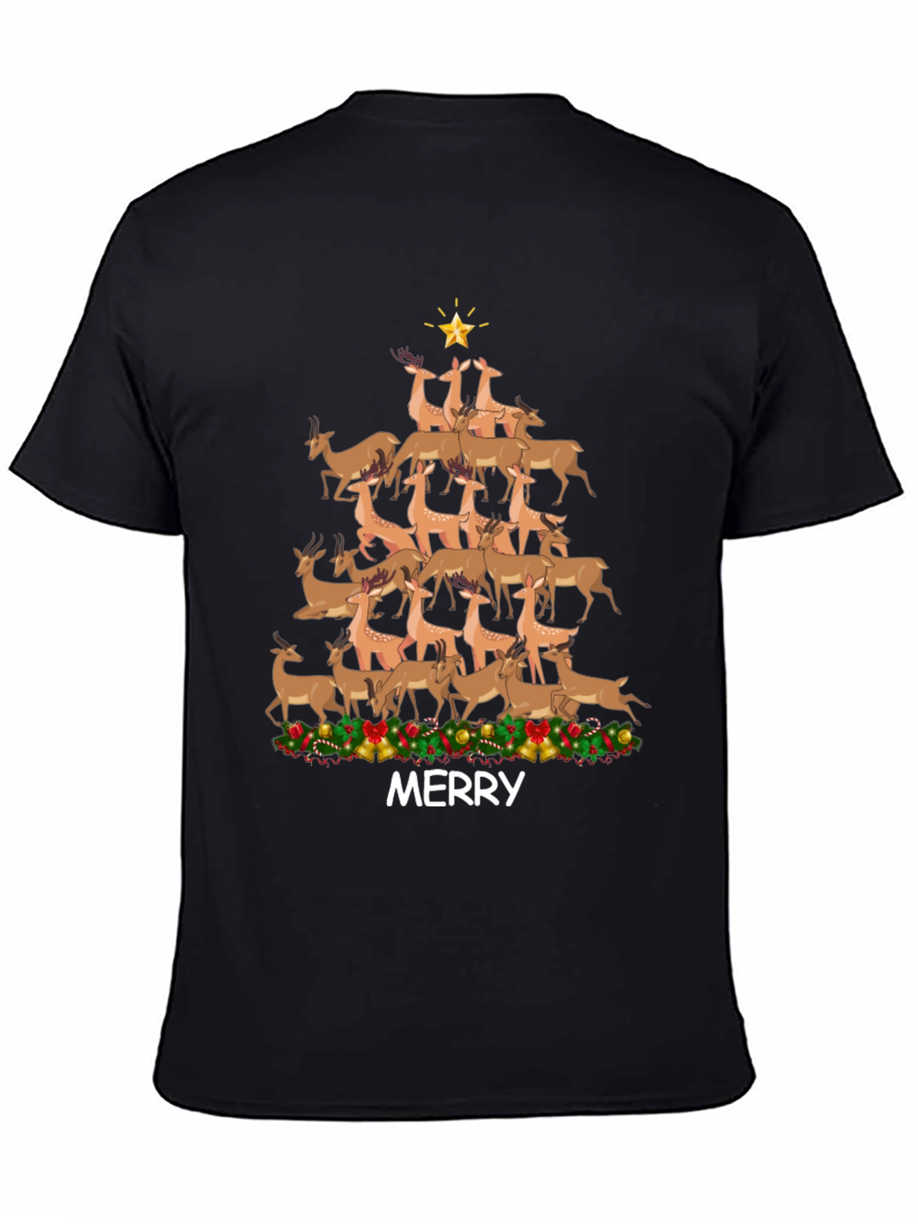 Merry Deer Christmas Tree T-Shirt