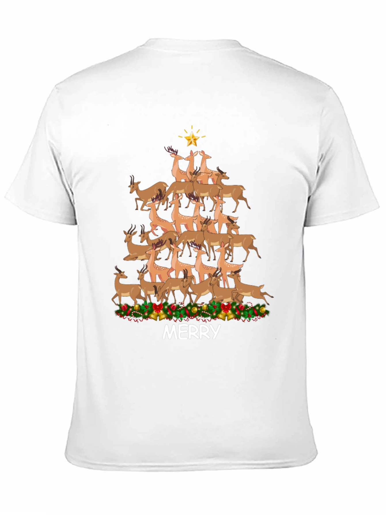 Merry Deer Christmas Tree T-Shirt