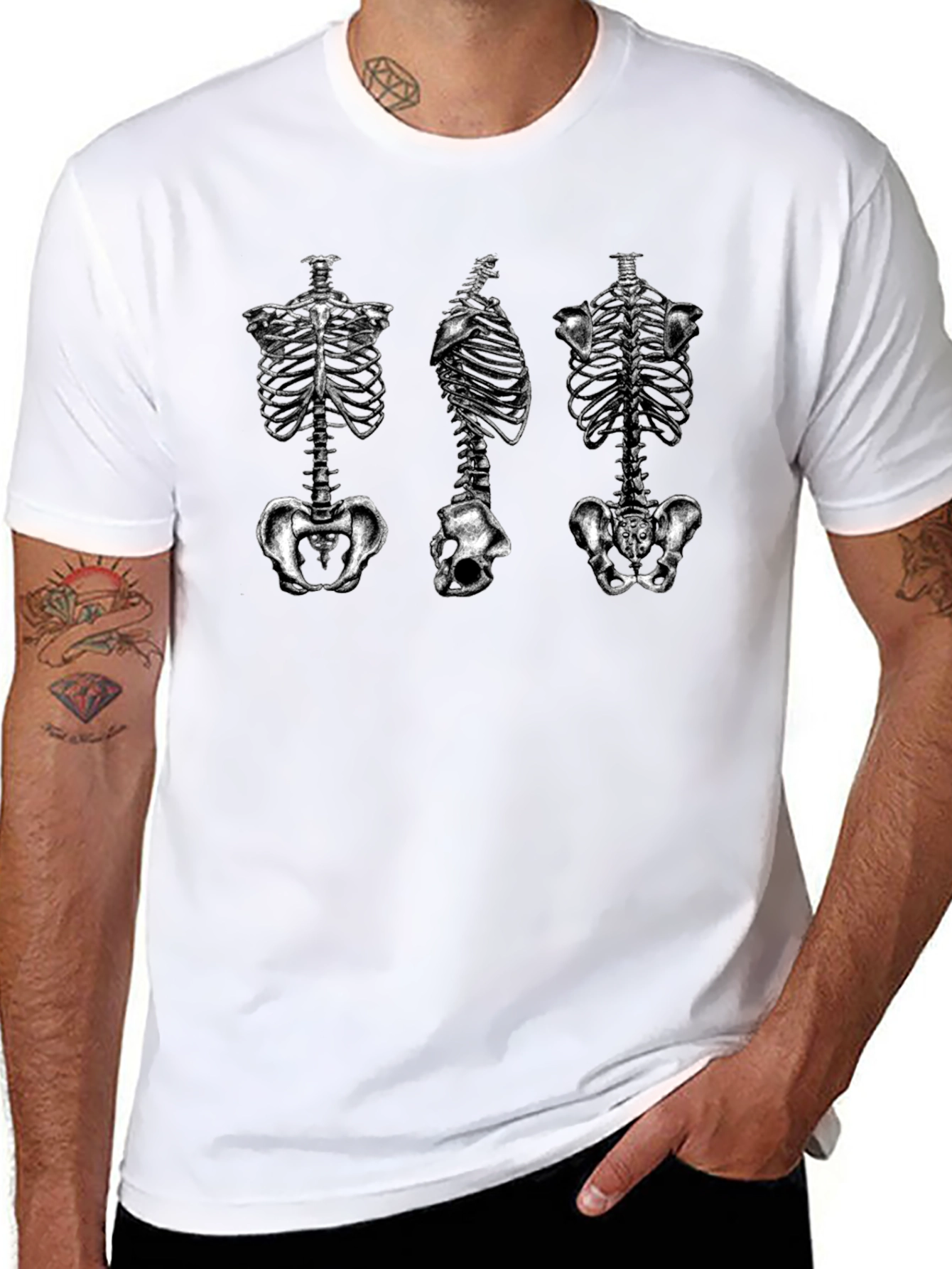 Anatomical Skeleton Rib Cage T-Shirt - Black