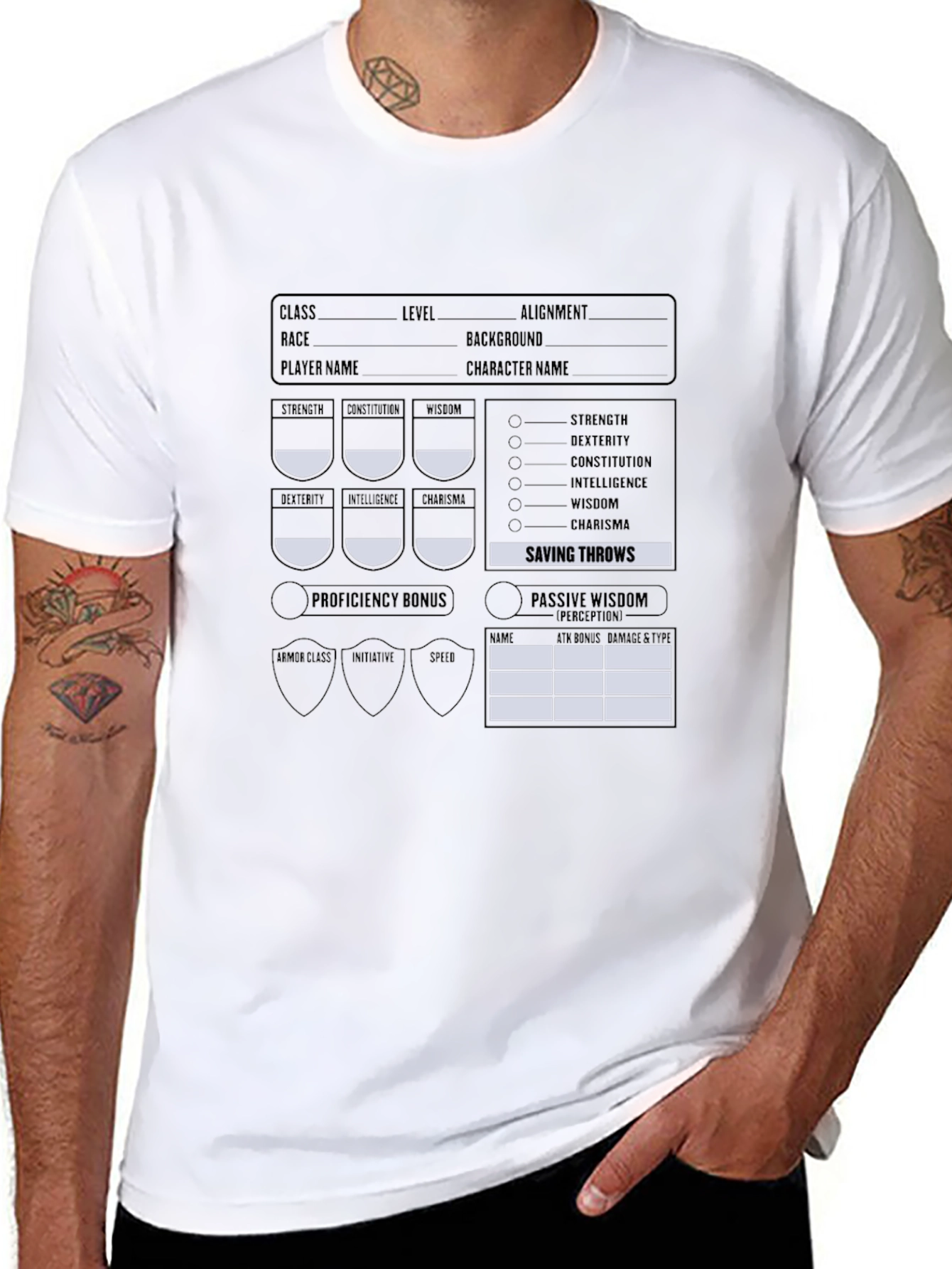 D&D Character Sheet Black T-Shirt