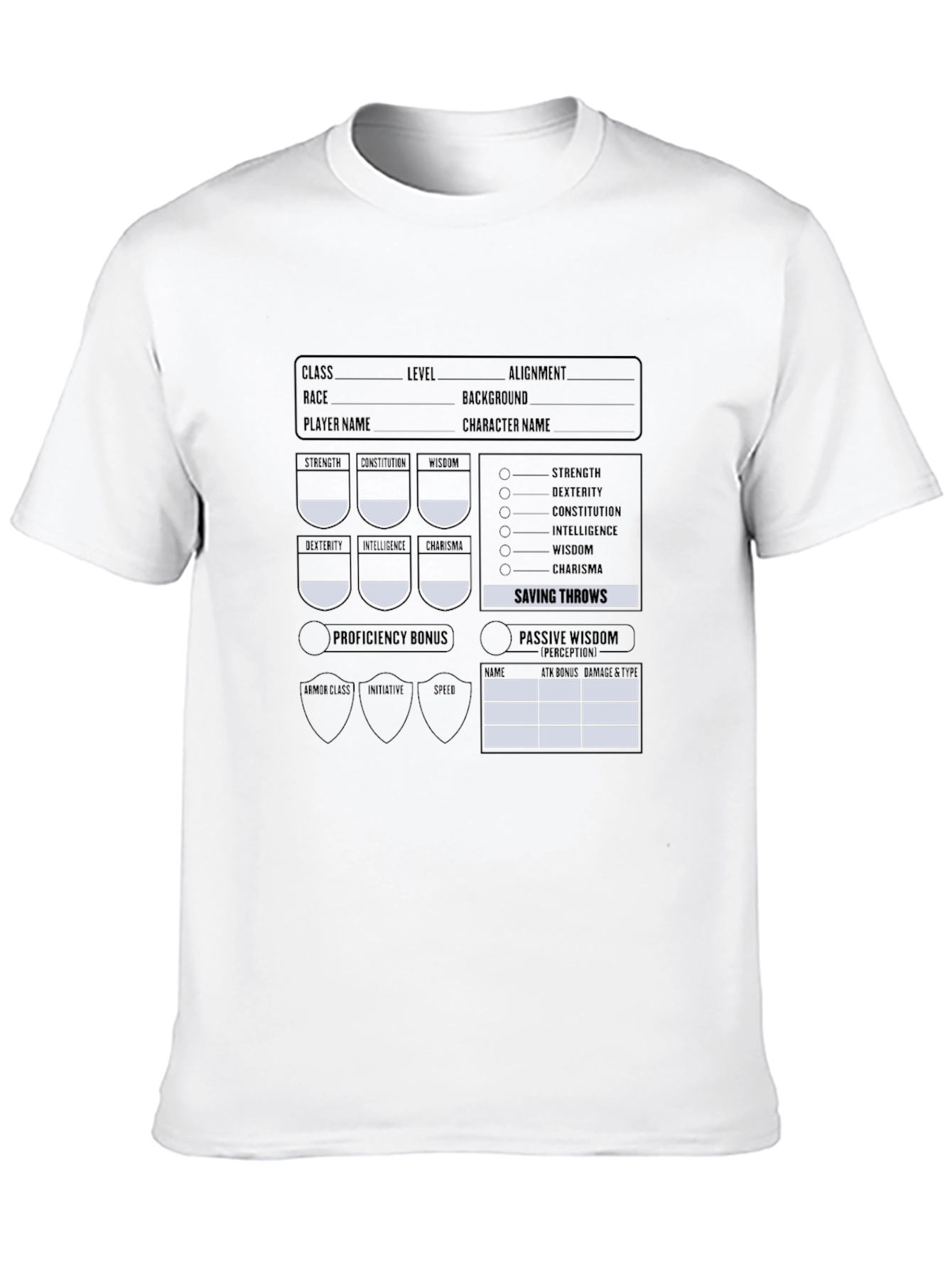 D&D Character Sheet Black T-Shirt