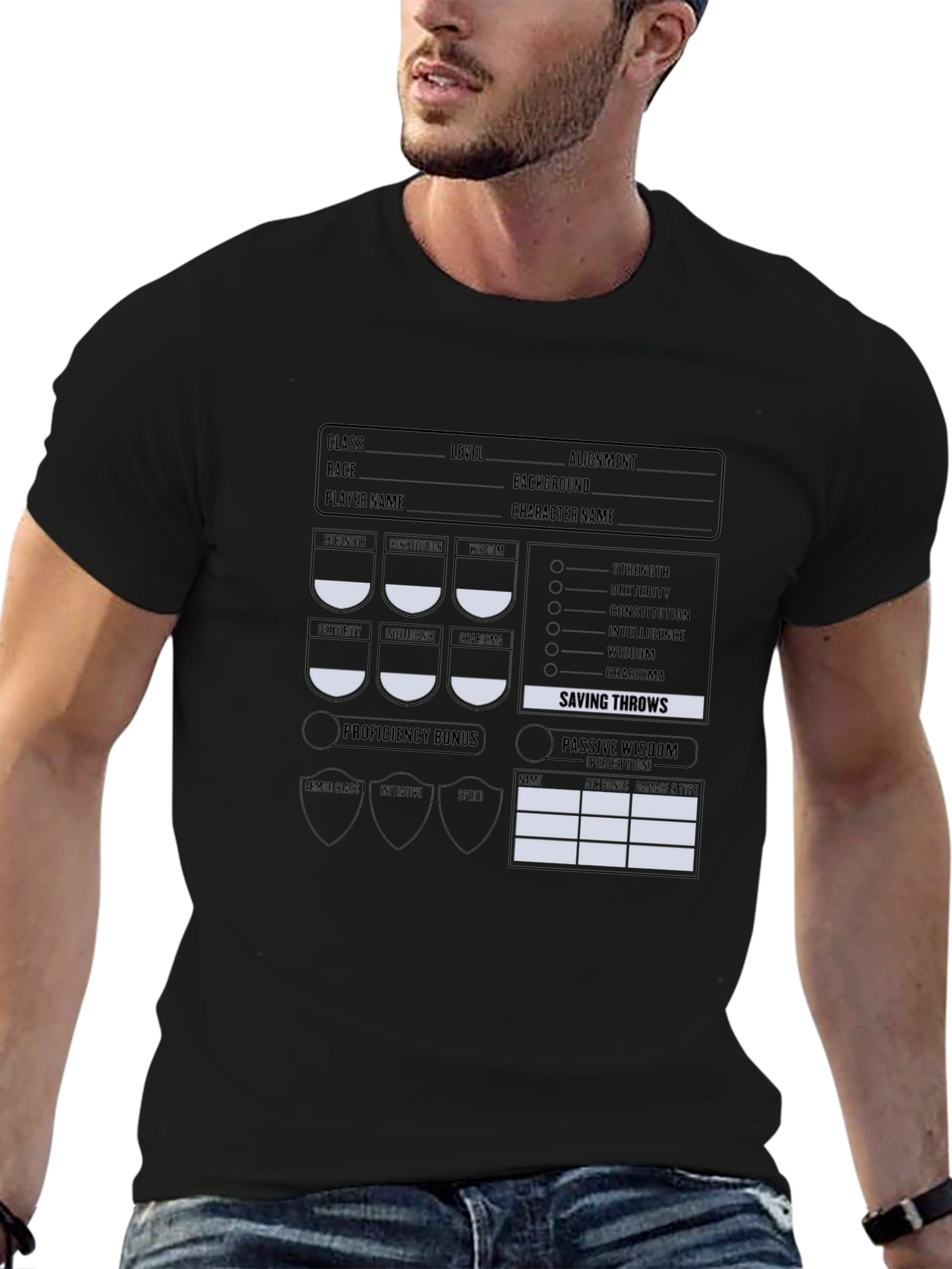 D&D Character Sheet Black T-Shirt