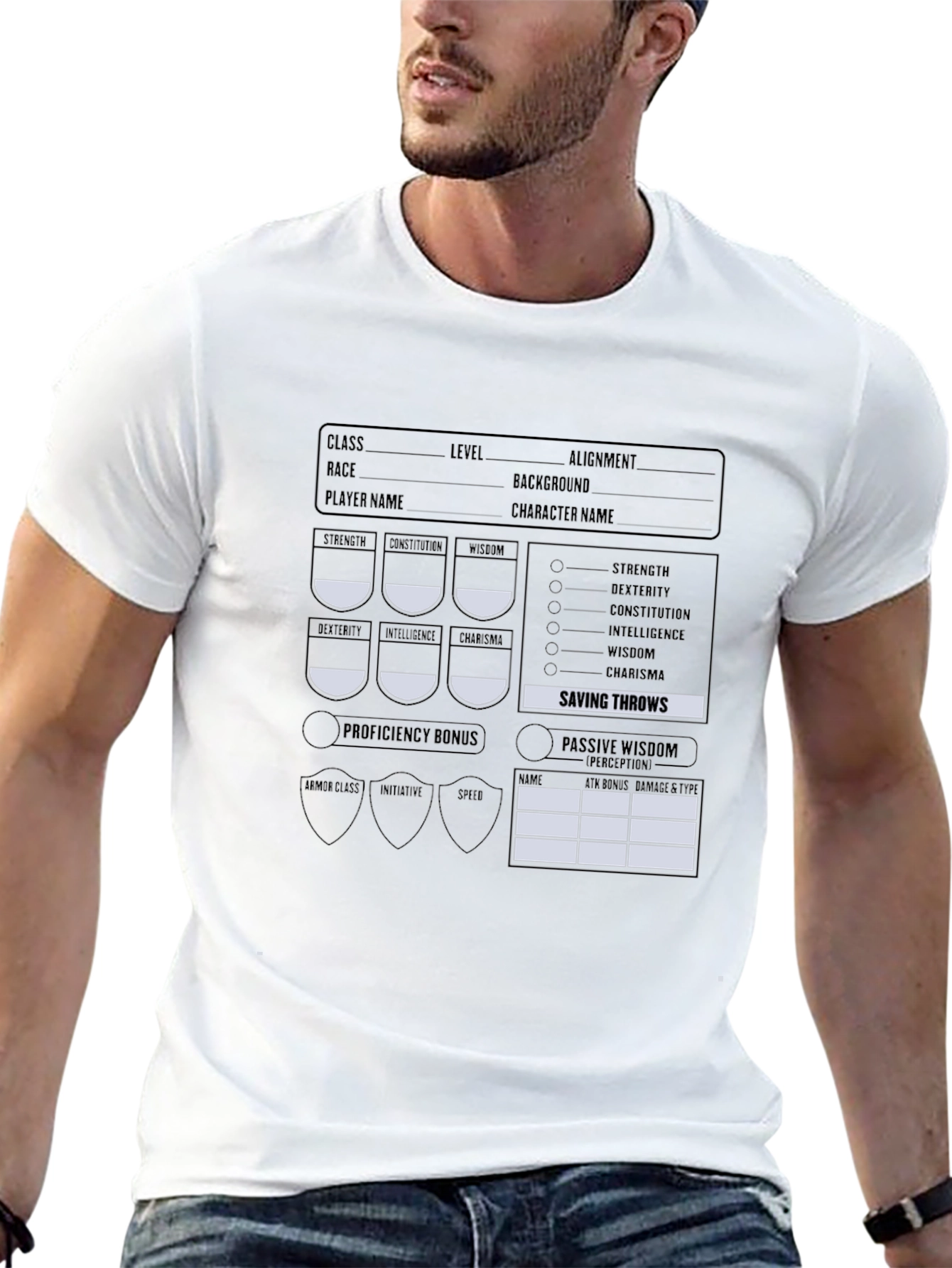 D&D Character Sheet Black T-Shirt