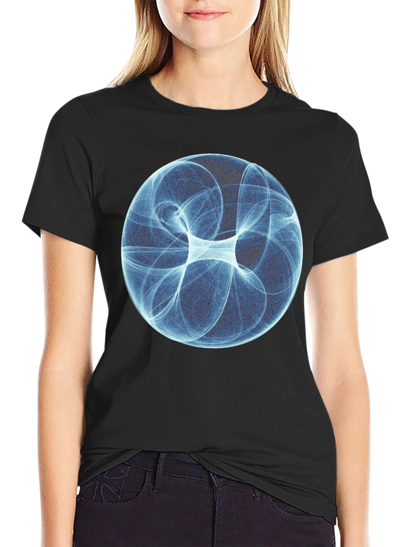 Abstract Blue Sphere Graphic T-Shirt - Modern Design